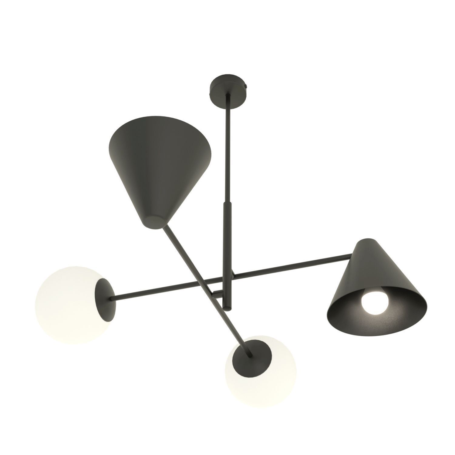 Schwarze Deckenlampe Metall Glas B:70 cm E14 blendarm