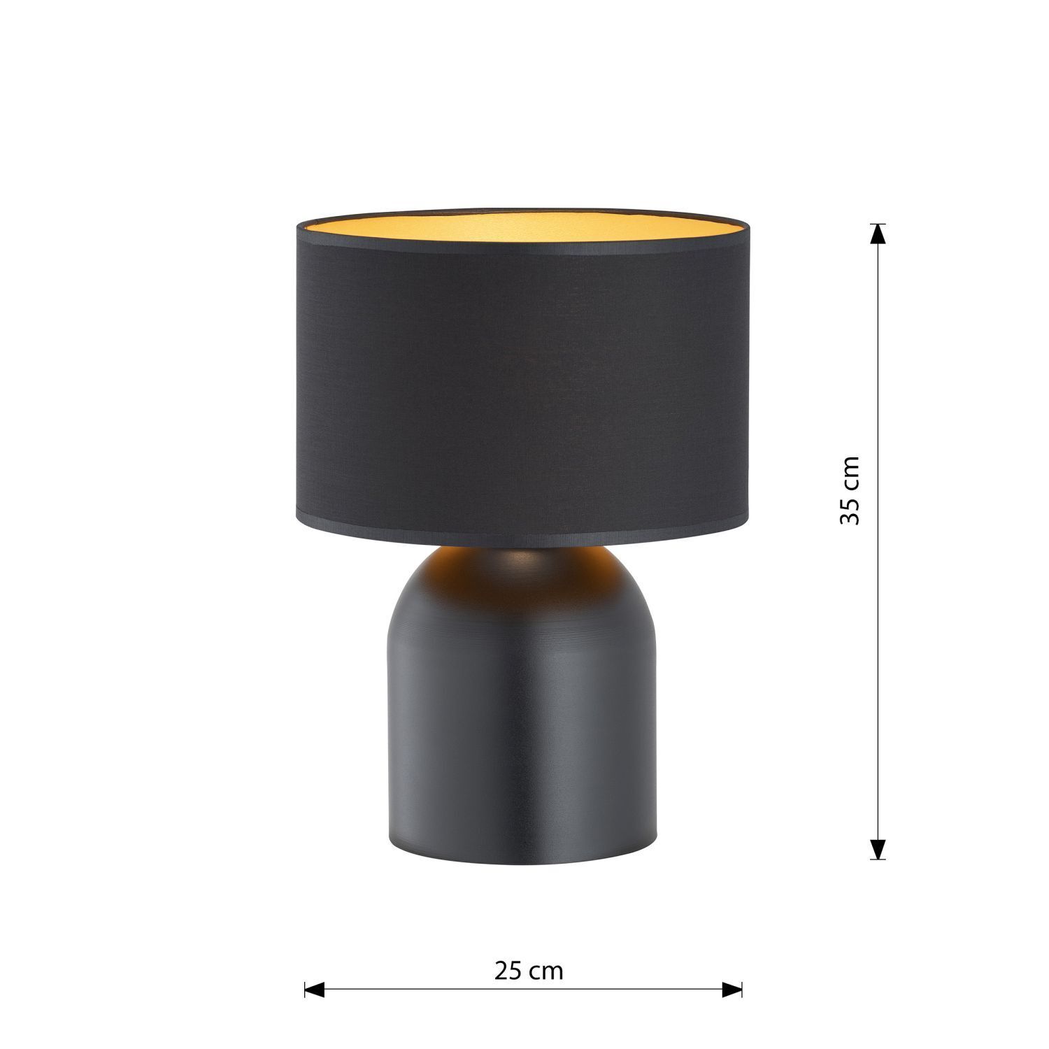 Tischlampe Metall Stoff 35 cm in Schwarz Gold E27