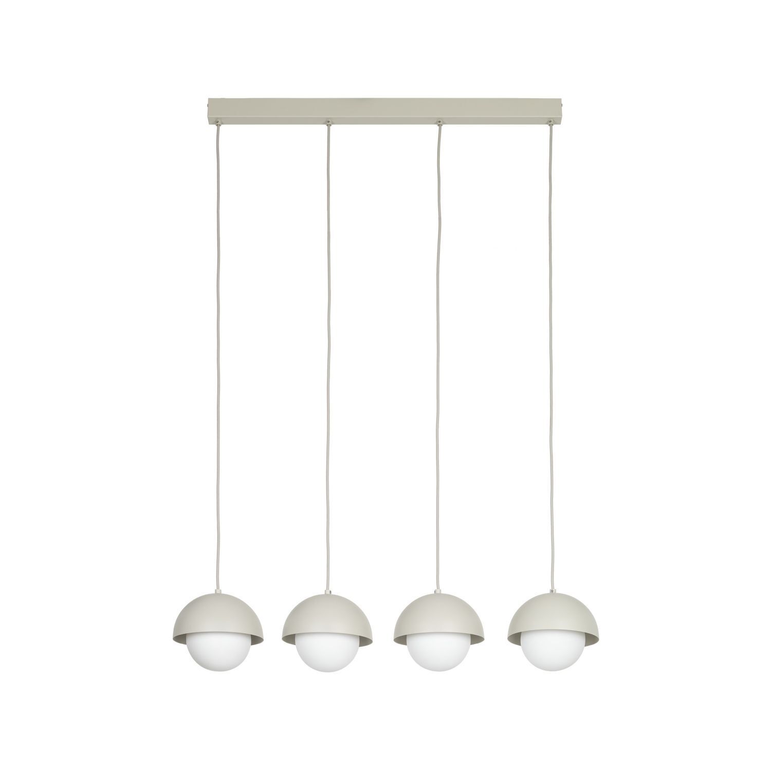 Hängeleuchte länglich 80cm Beige Weiß 4-flammig G9 Glas Metall Leuchter, Lampe