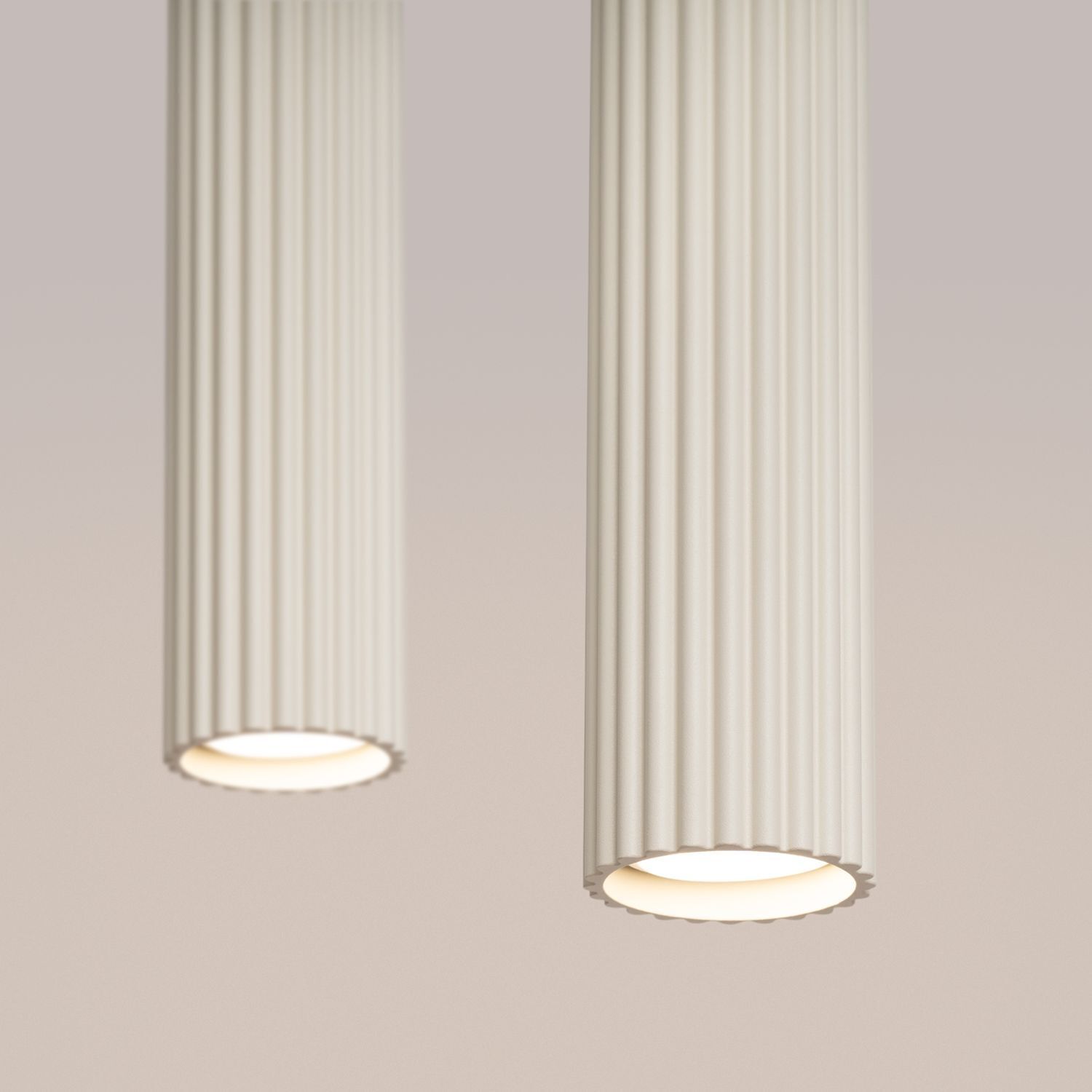Hängelampe 2-flammig GU10 B: 30 cm schmal in Creme Modern