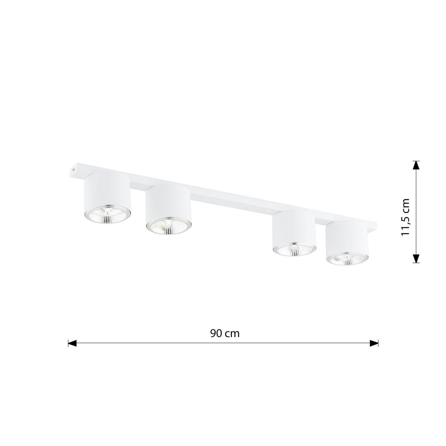 Deckenlampe Metall Weiß 90 cm lang 4-flammig GU10 AR111 Deckenleuchte, Leuchte