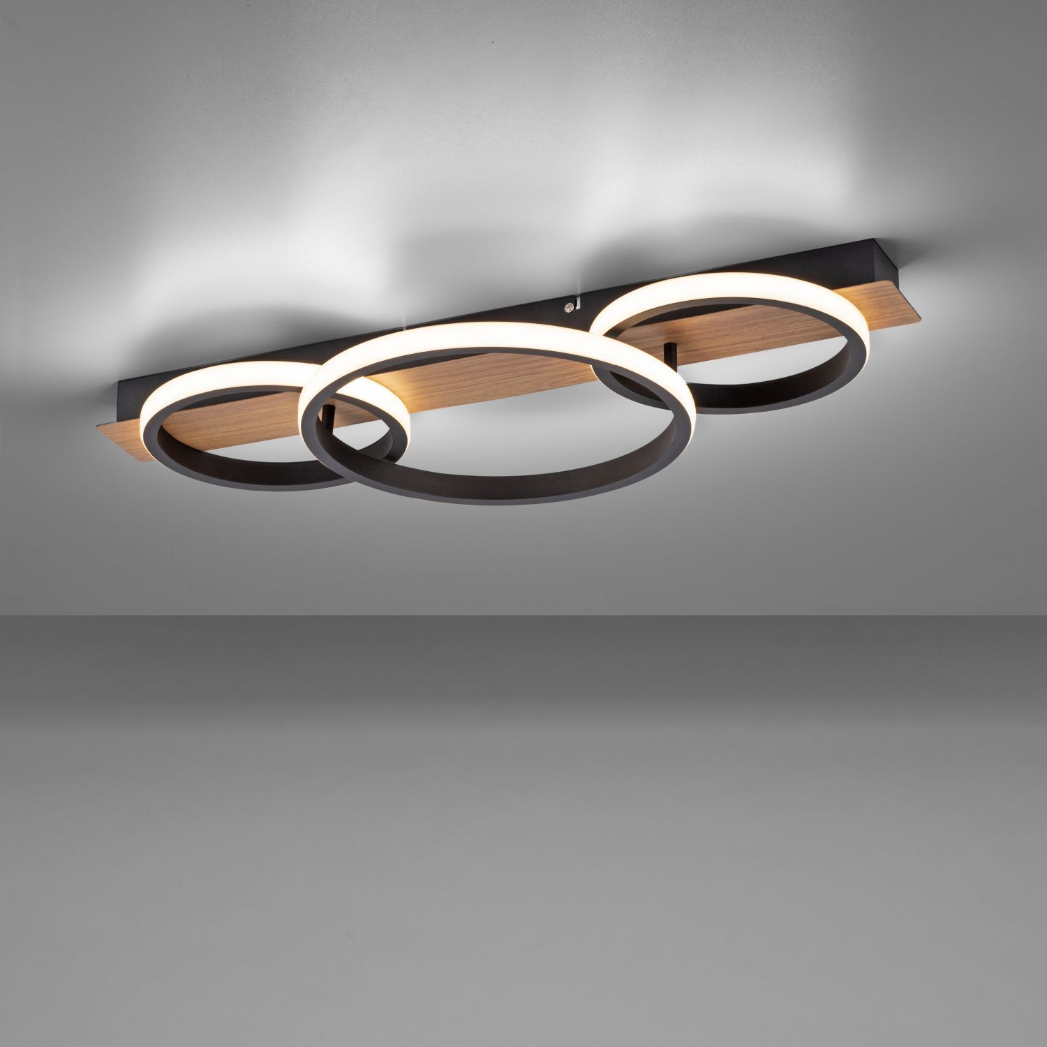LED Deckenlampe Holz Metall Natur Schwarz 68 cm 3000 K