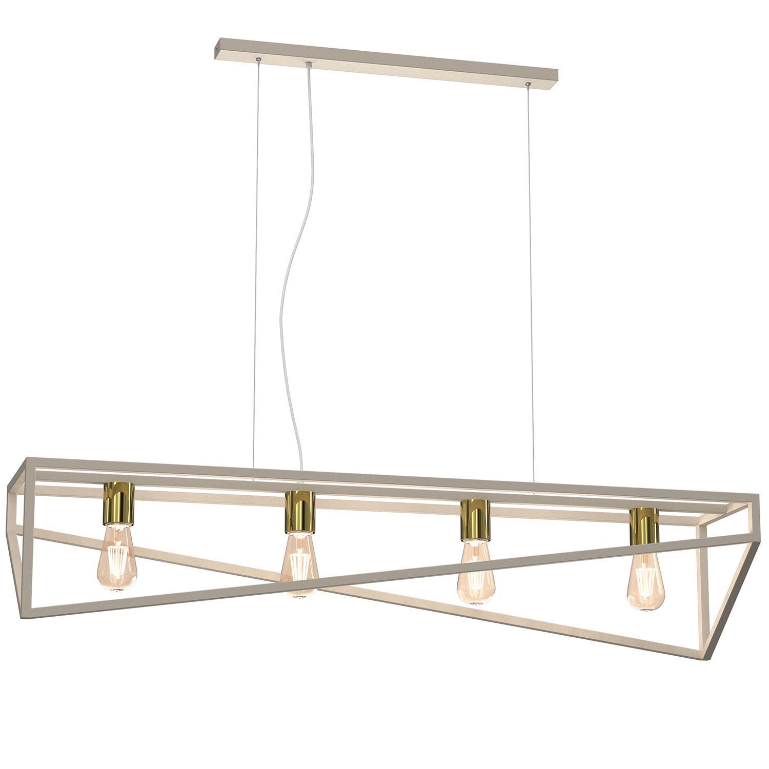 Industrial Hängelampe Metall Beige Gold E27 100 cm XXL