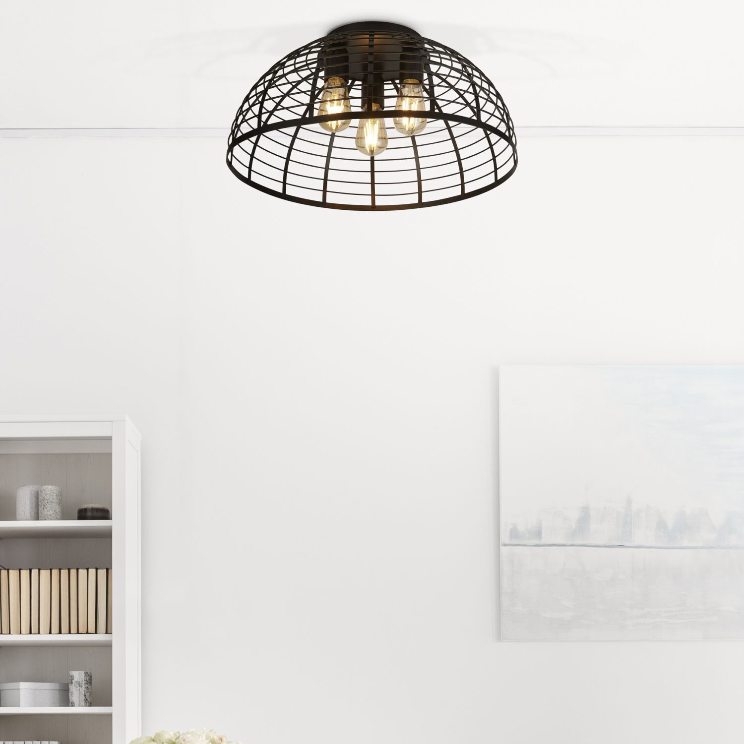 Deckenleuchte rund Ø 40 cm Schwarz Metall 3x E27