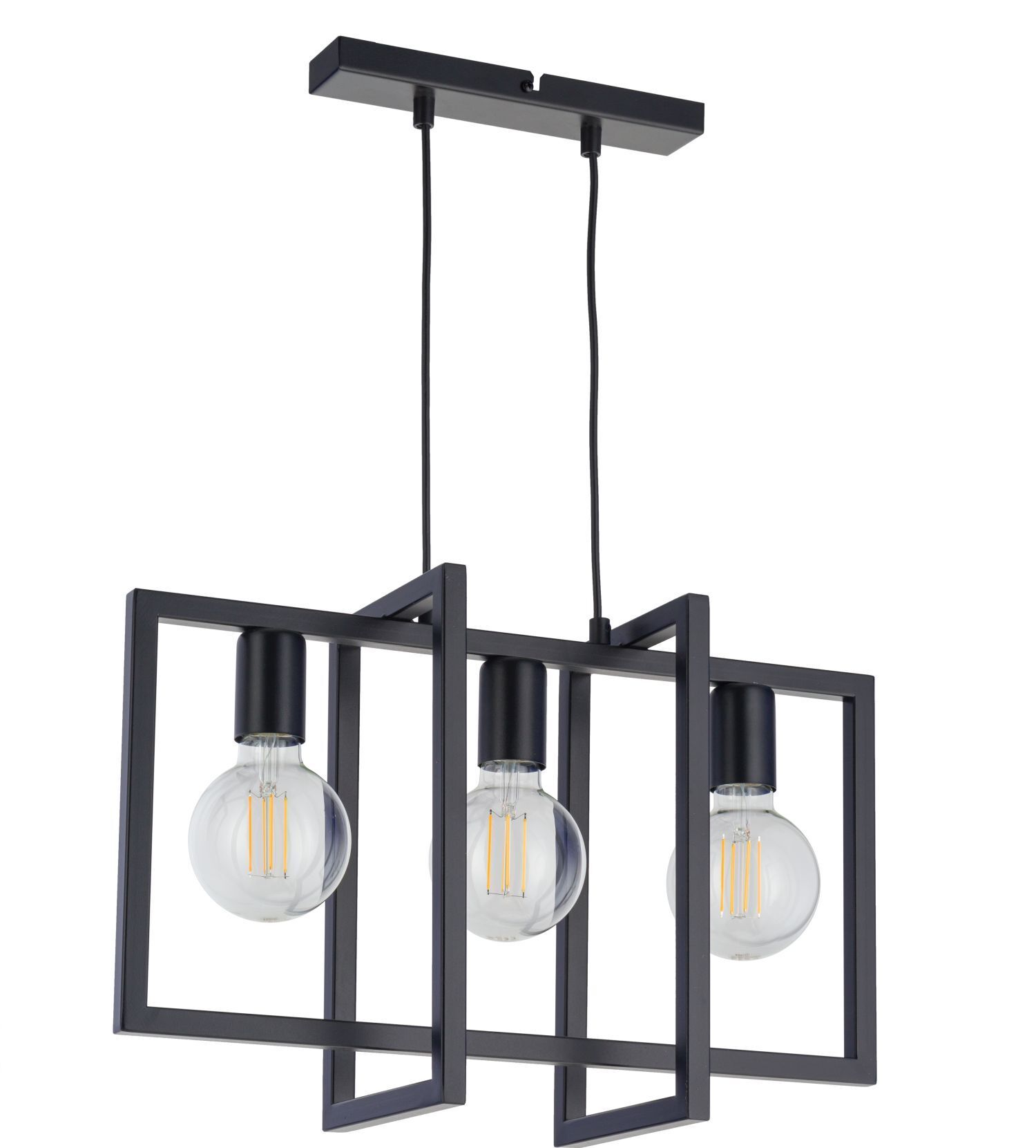 Schwarze Pendelleuchte 3-flammig Metall E27 Modern
