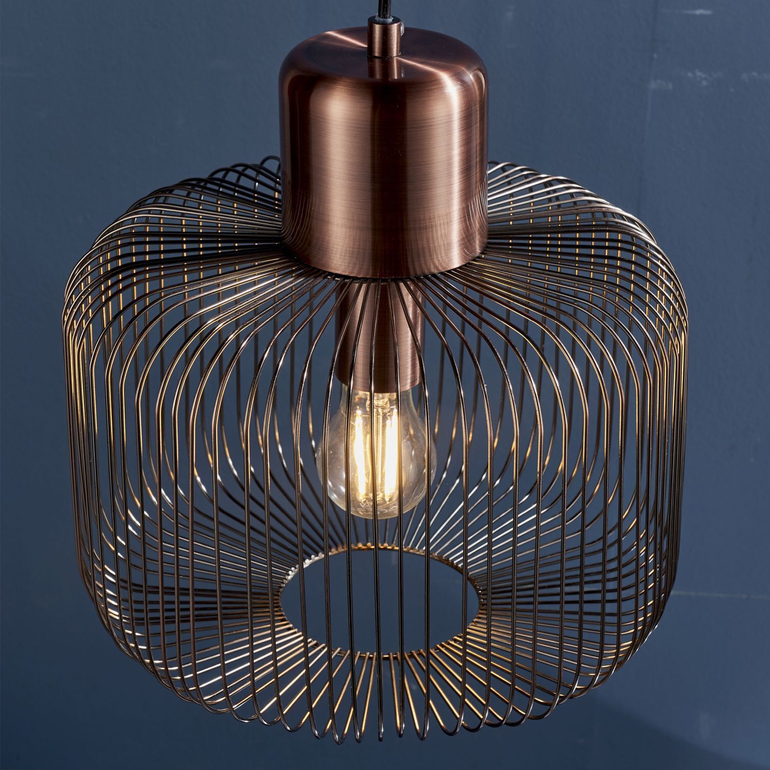 Hängelampe Metall Ø 30 cm in Kupfer antik Industrial E27