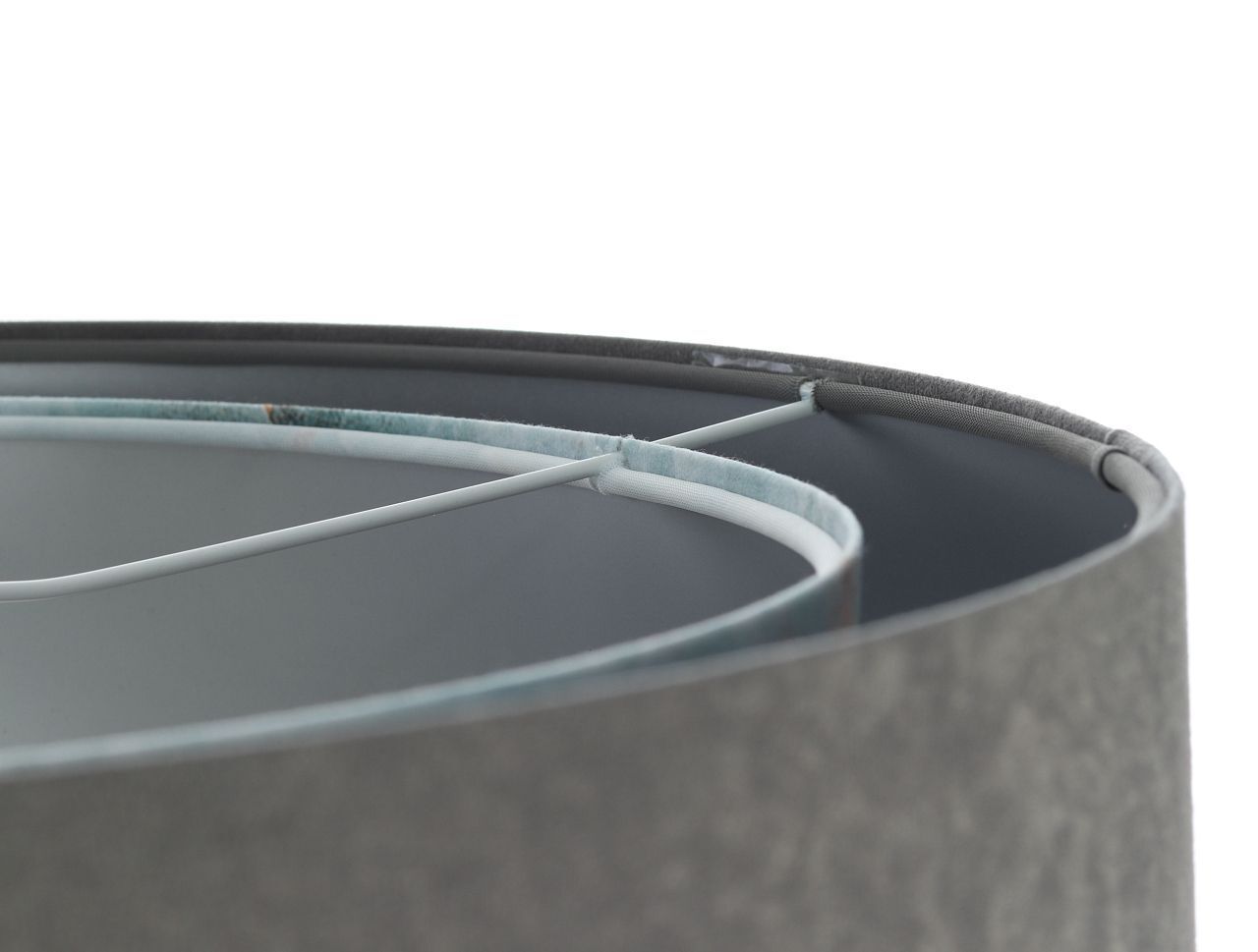 Pendelleuchte Stoffschirm Ø 50 cm rund Grau Hellblau Silber