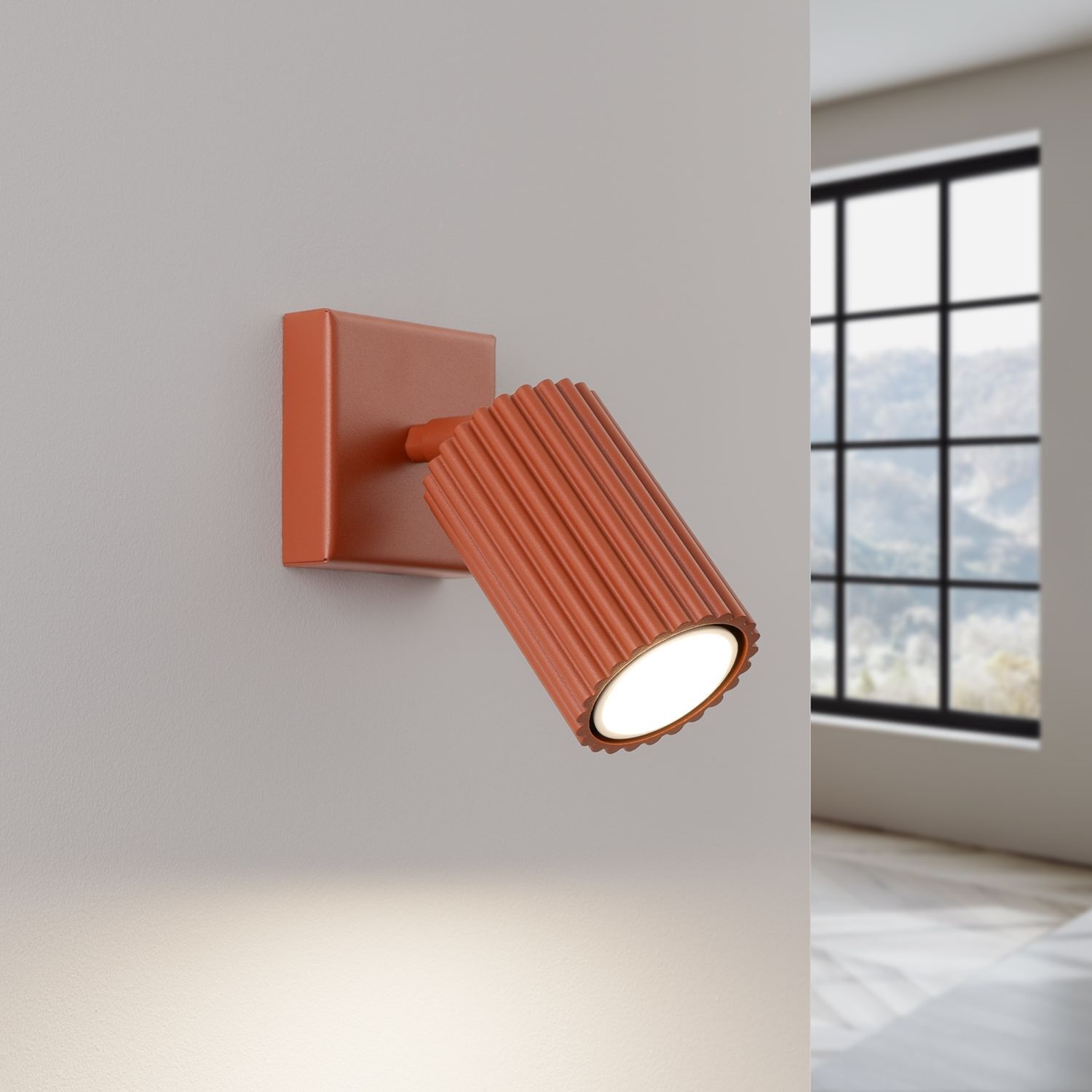 Wandspot GU10 B: 8 cm klein Rot schwenkbar Modern Aluminium Beleuchtung, Lampe