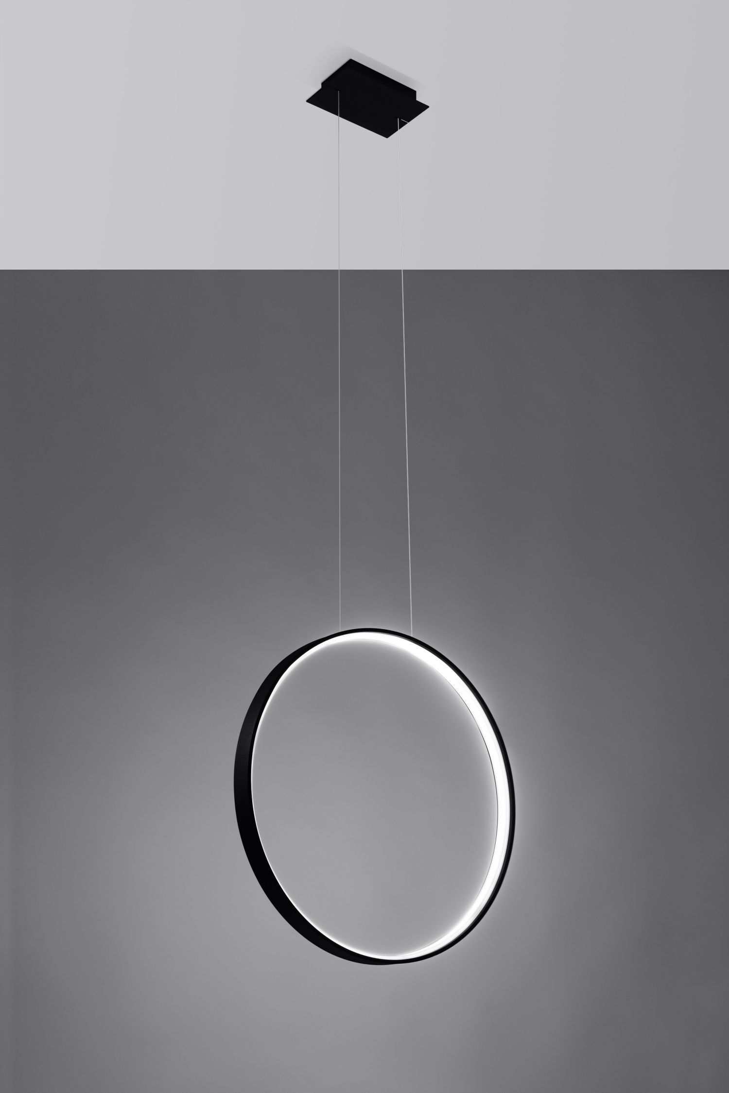 LED Hängelampe Schwarz Metall Ø 55 cm rund 4000 K Ring