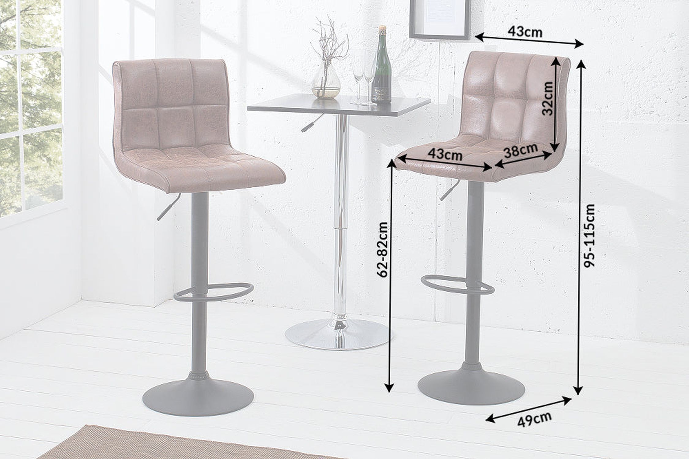 Tresenstuhl höhenverstellbar Stoff Metall Braun Schwarz Moebel, Stuhl