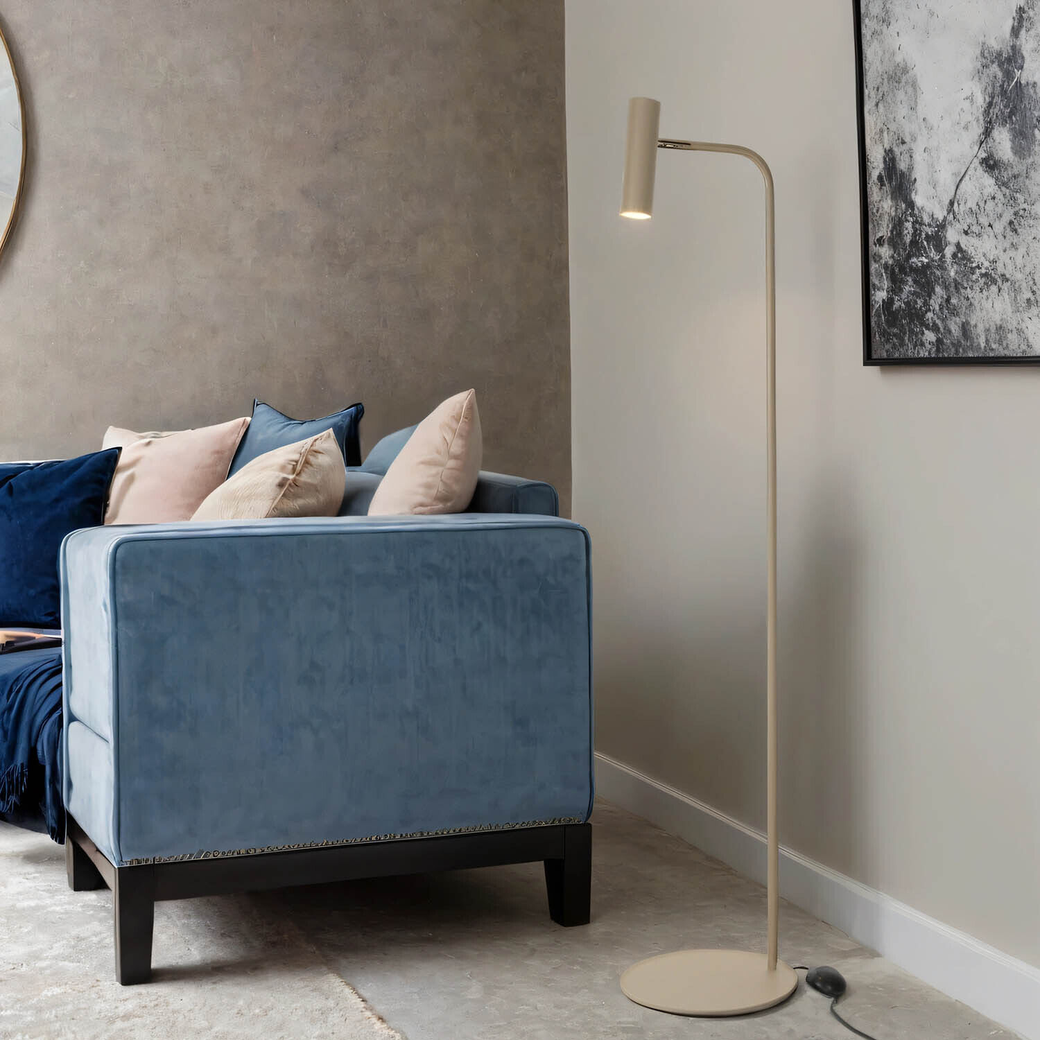 Stehlampe Metall GU10 verstellbar 159 cm in Beige Gold Lampe, Stehlampe, Kunst, Malerei, Mobiliar