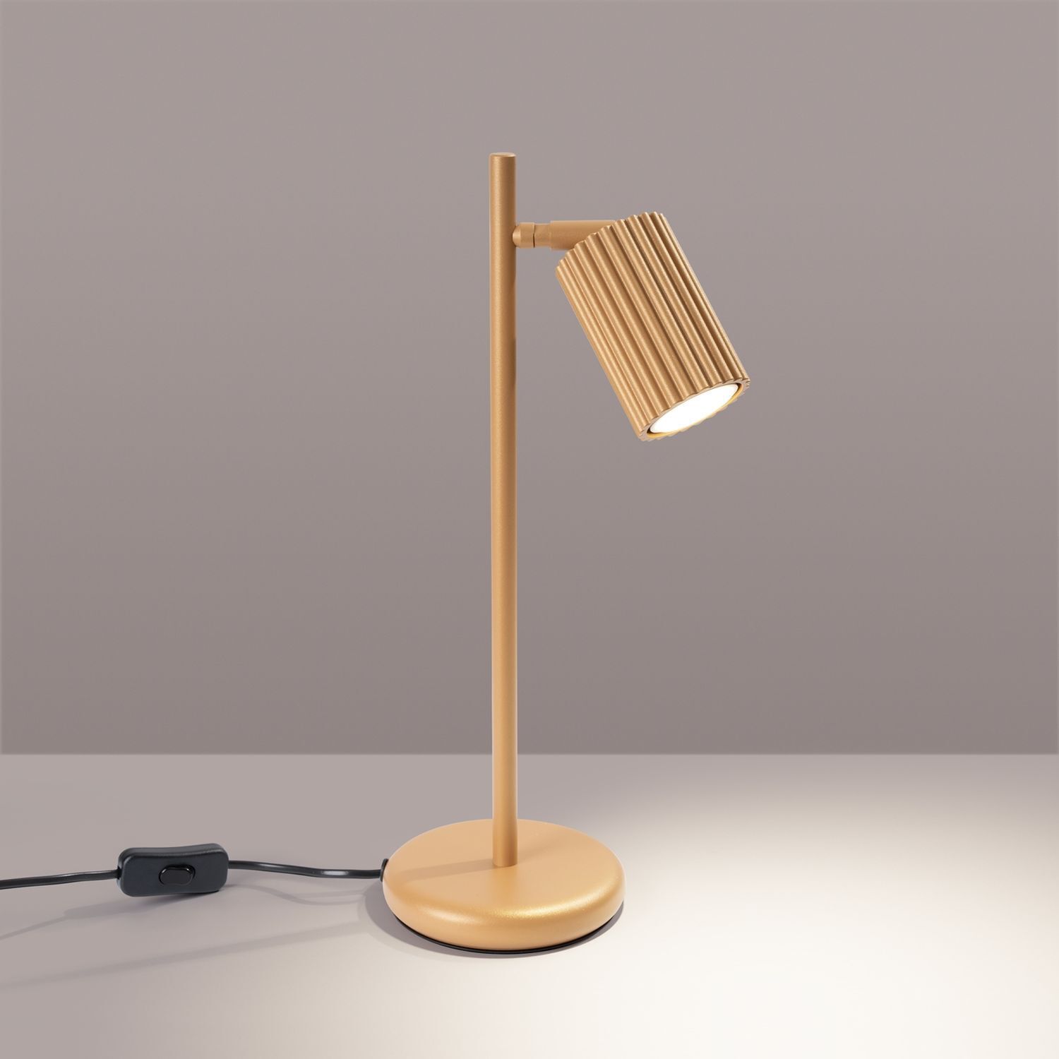 Tischlampe schwenkbar 43 cm hoch Aluminium in Gold GU10