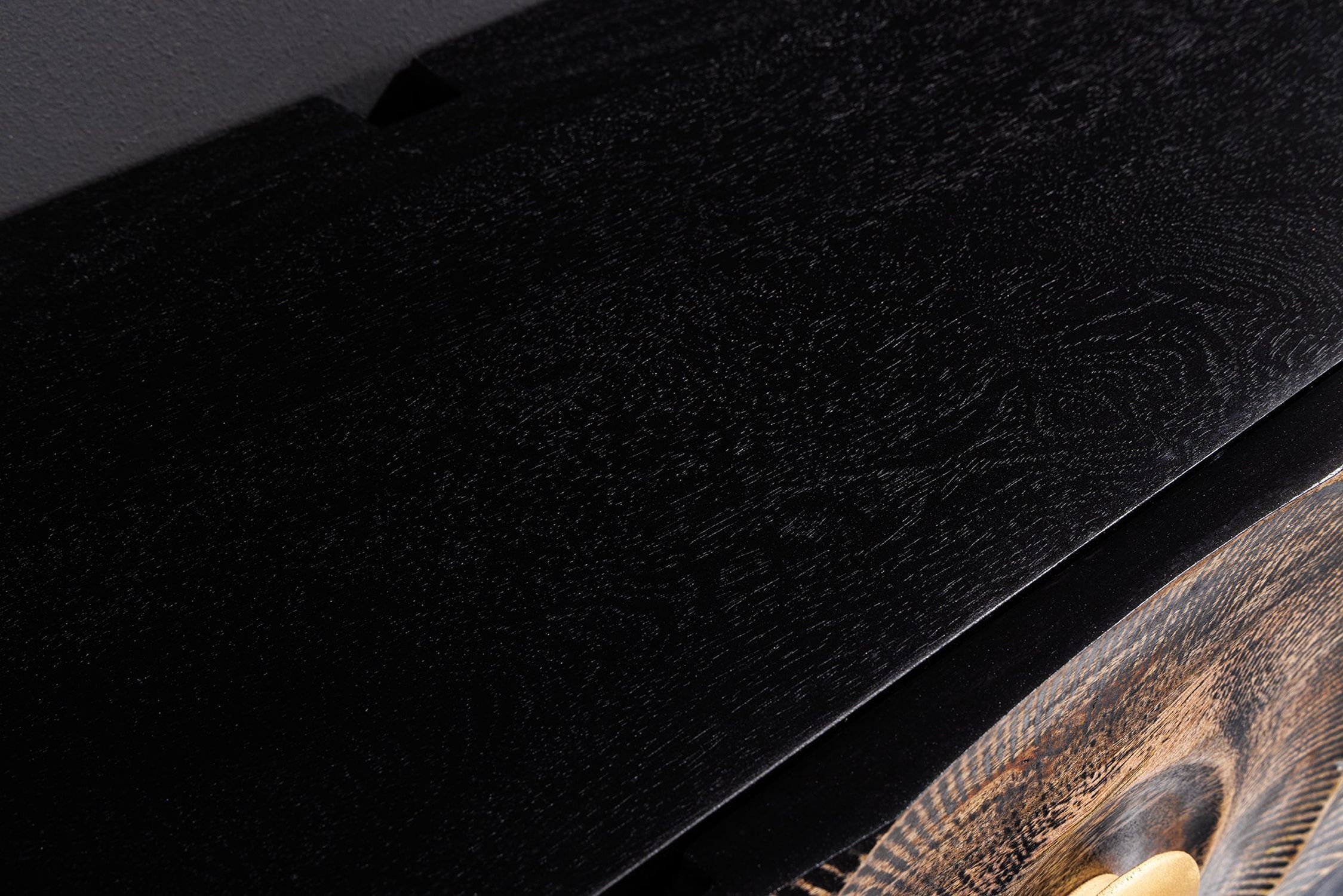 TV Hängeboard Holz Metall 160 cm Schwarz Gold Handarbeit