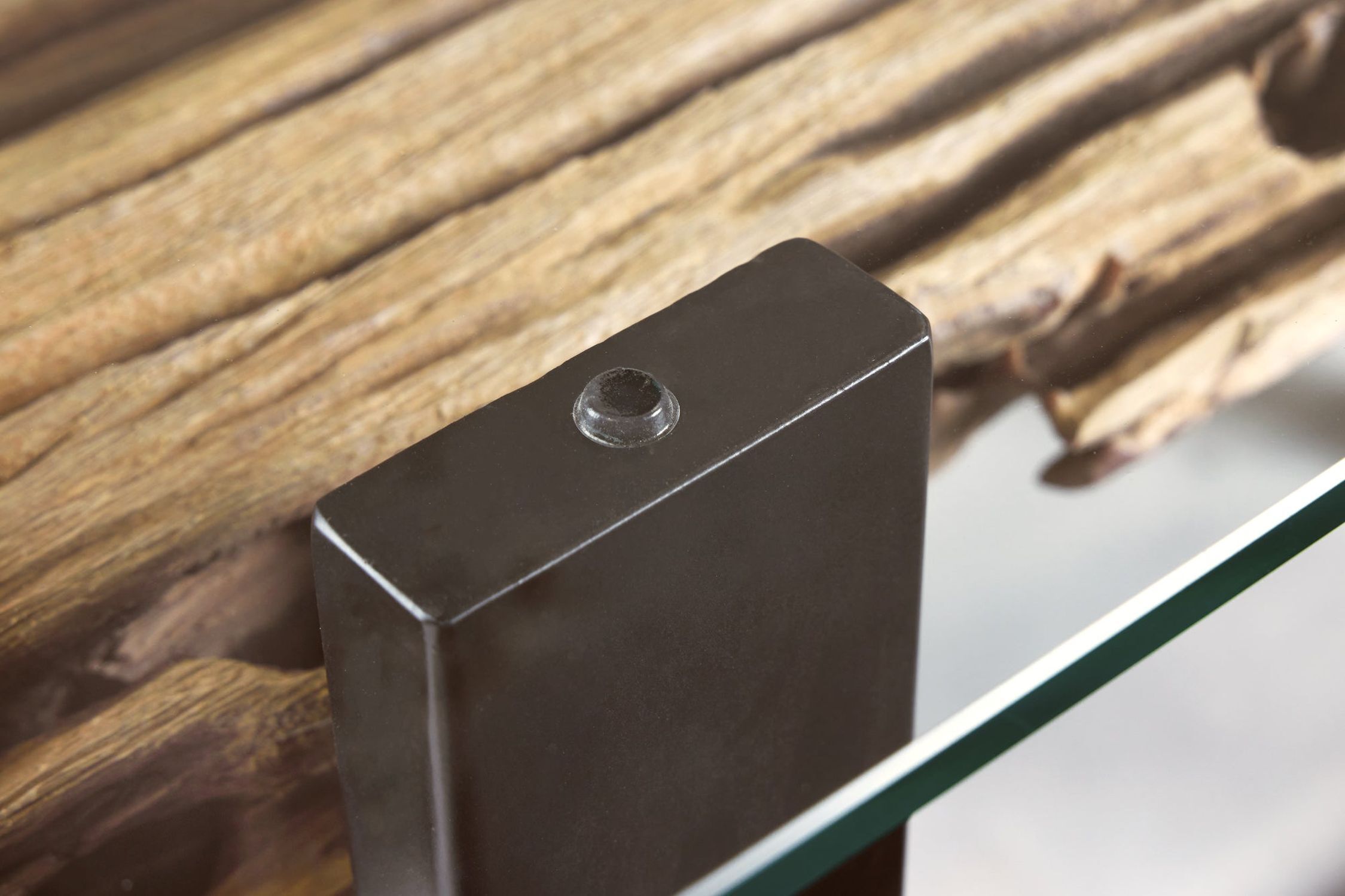 Konsolentisch recyceltem Teakholz Hartglas Edelstahl 150 cm Holz, Elektronik, Handy, Telefon