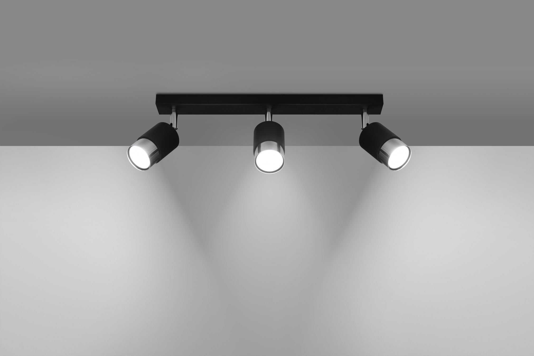 Deckenlampe 3-flammig 45 cm Schwarz Chrom schwenkbar