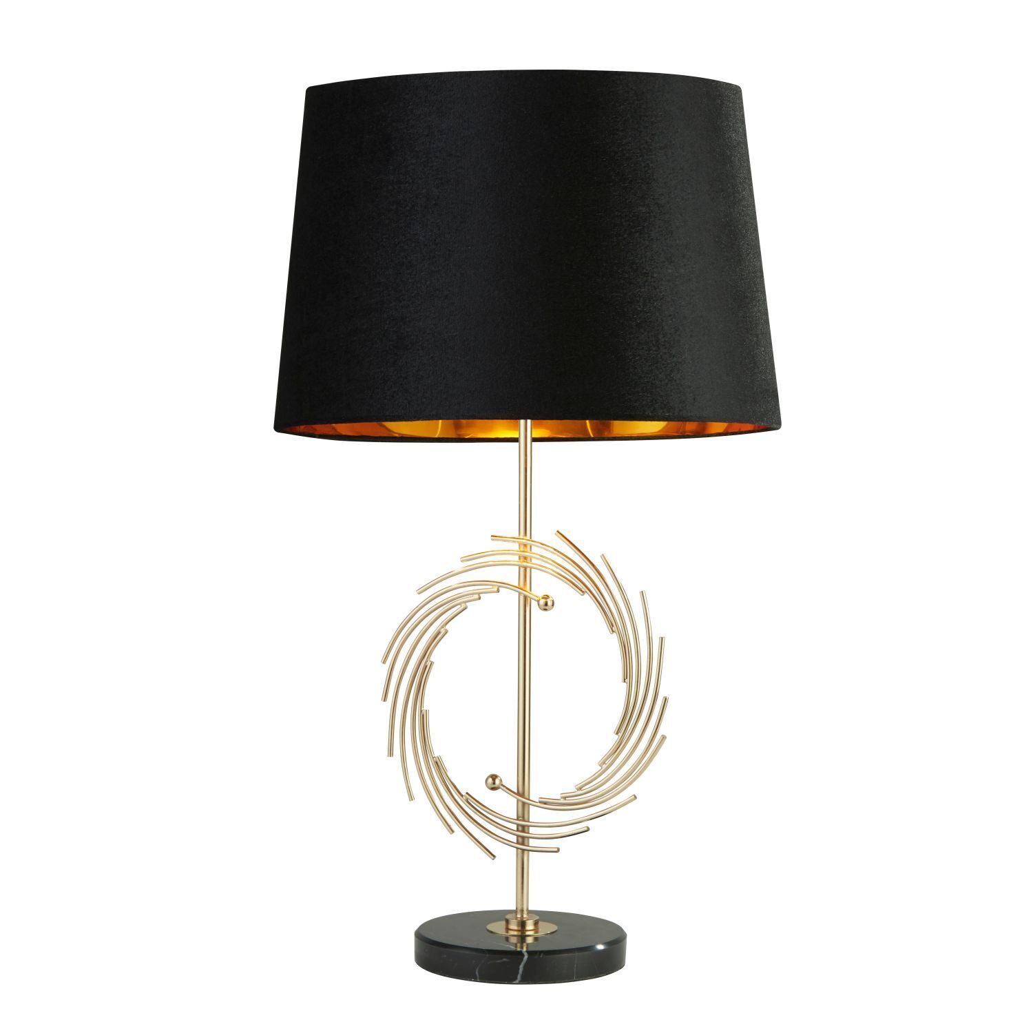 Tischlampe 56 cm D: 35 cm E27 in Gold Schwarz rund