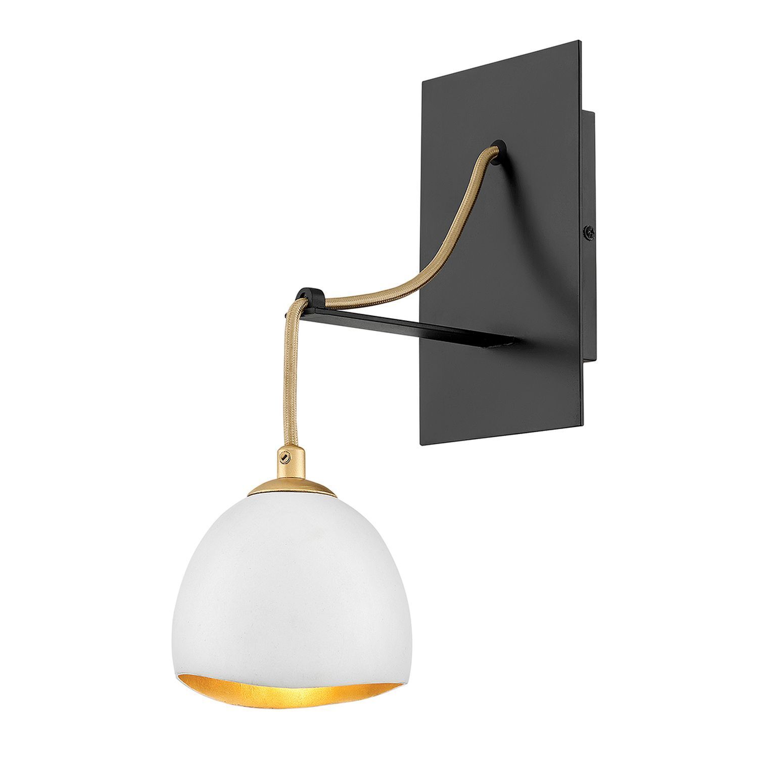 Wandlampe Metall E14 H: 33 cm in Schwarz Weiß Gold