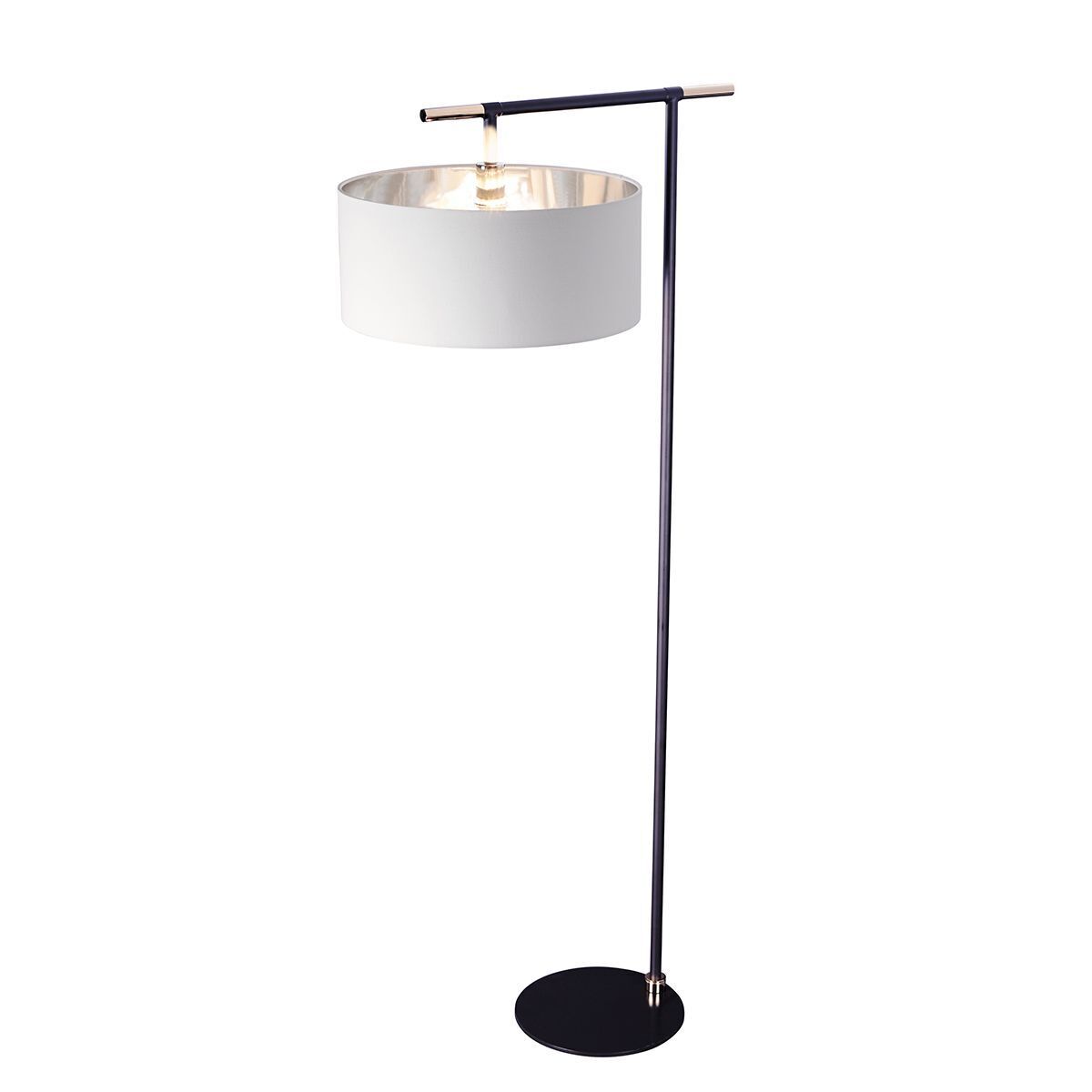 Stehlampe Wohnzimmer 162 cm Schwarz Weiß Nickel E27