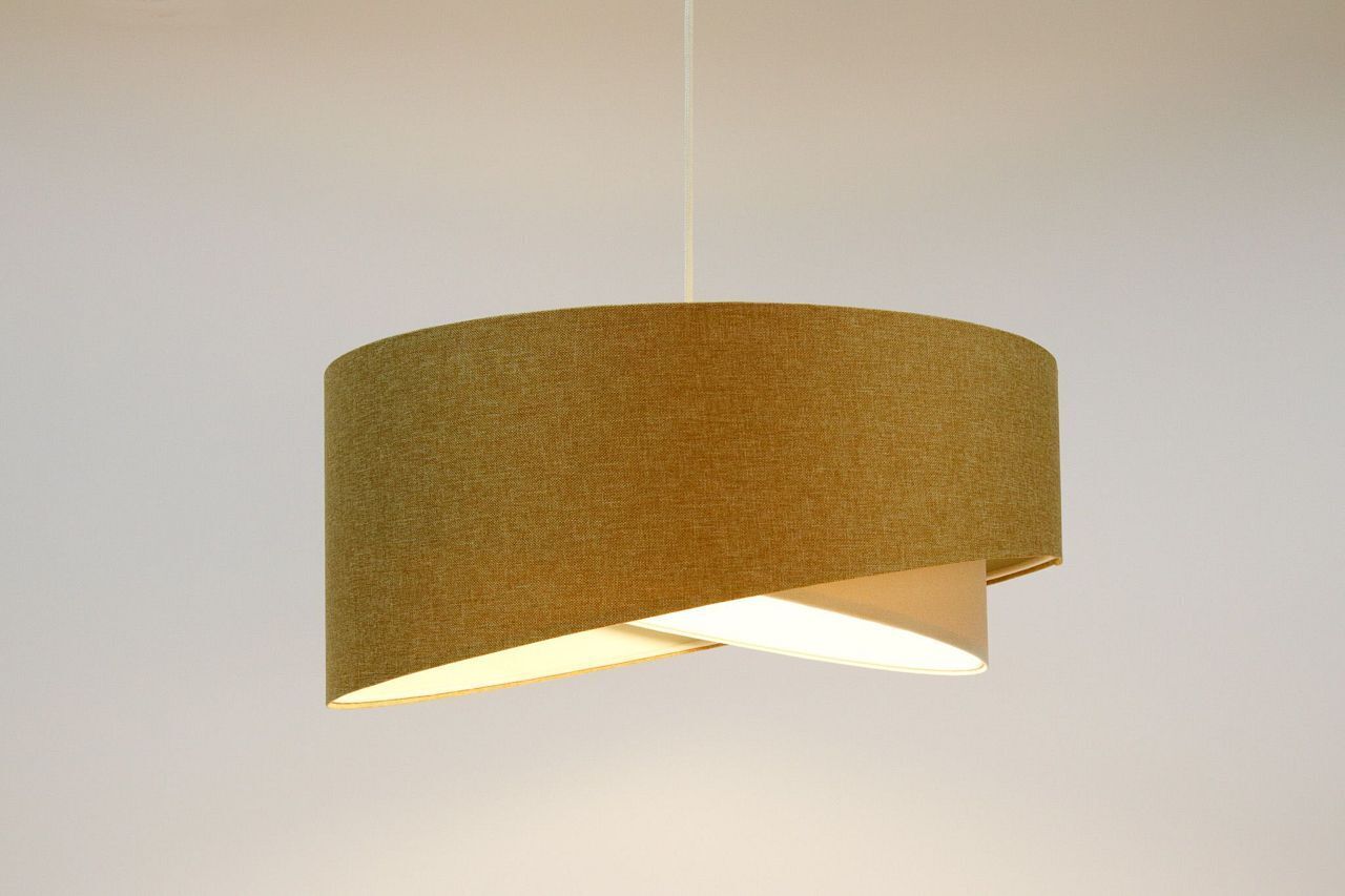 Pendelleuchte rund Ø 60 cm E27 Beige Creme Stoff verstellbar Lampe, Deckenleuchte