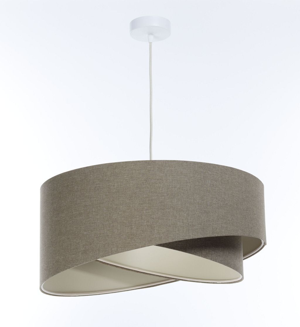 Hängelampe Modern E27 rund D: 40 cm Braun Stoff Boho