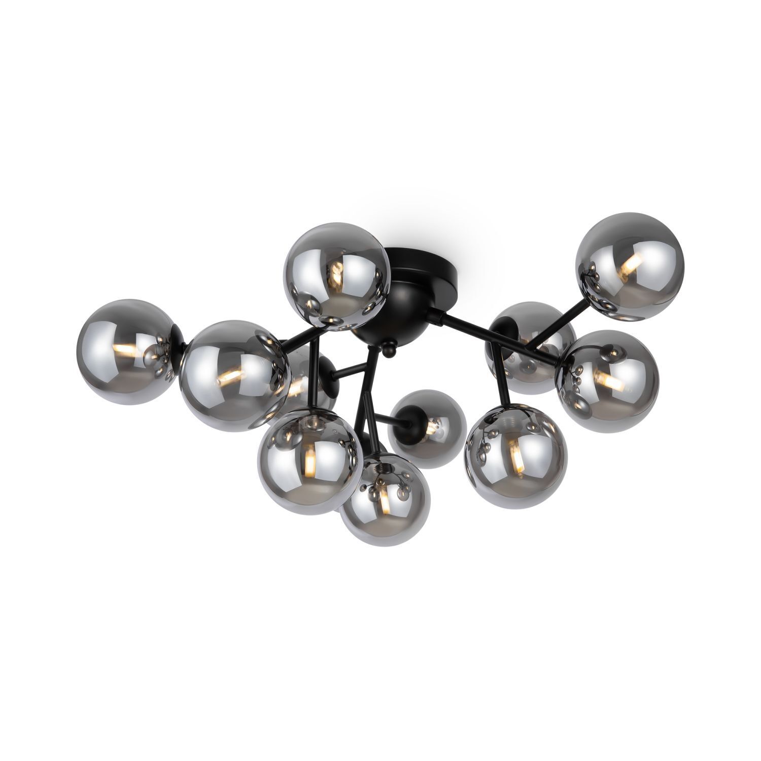 Deckenlampe Metall Rauchglas B: 60 cm Schwarz G9 Modern