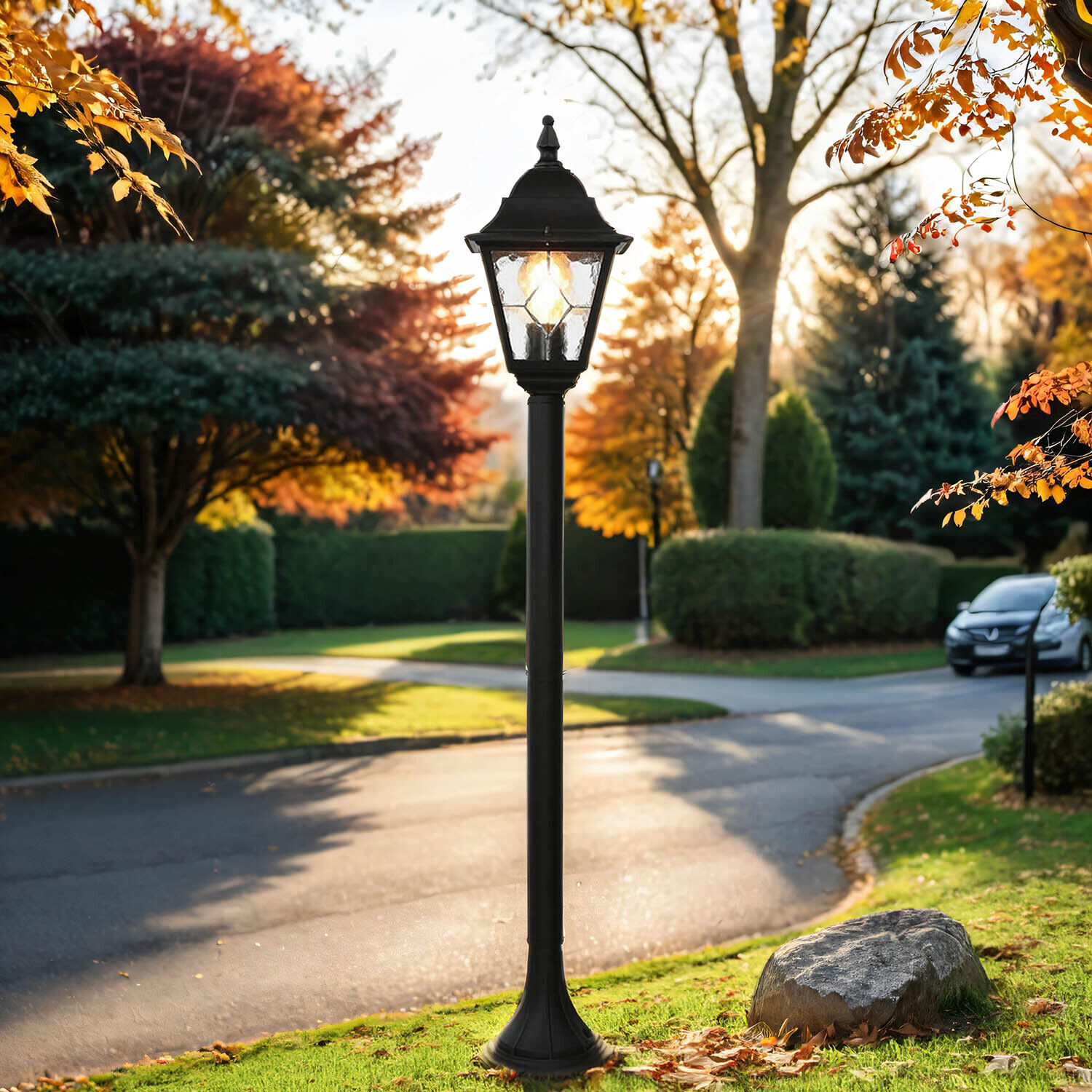 Schwarze Wegeleuchte wetterfest H:109cm LEADWORTH