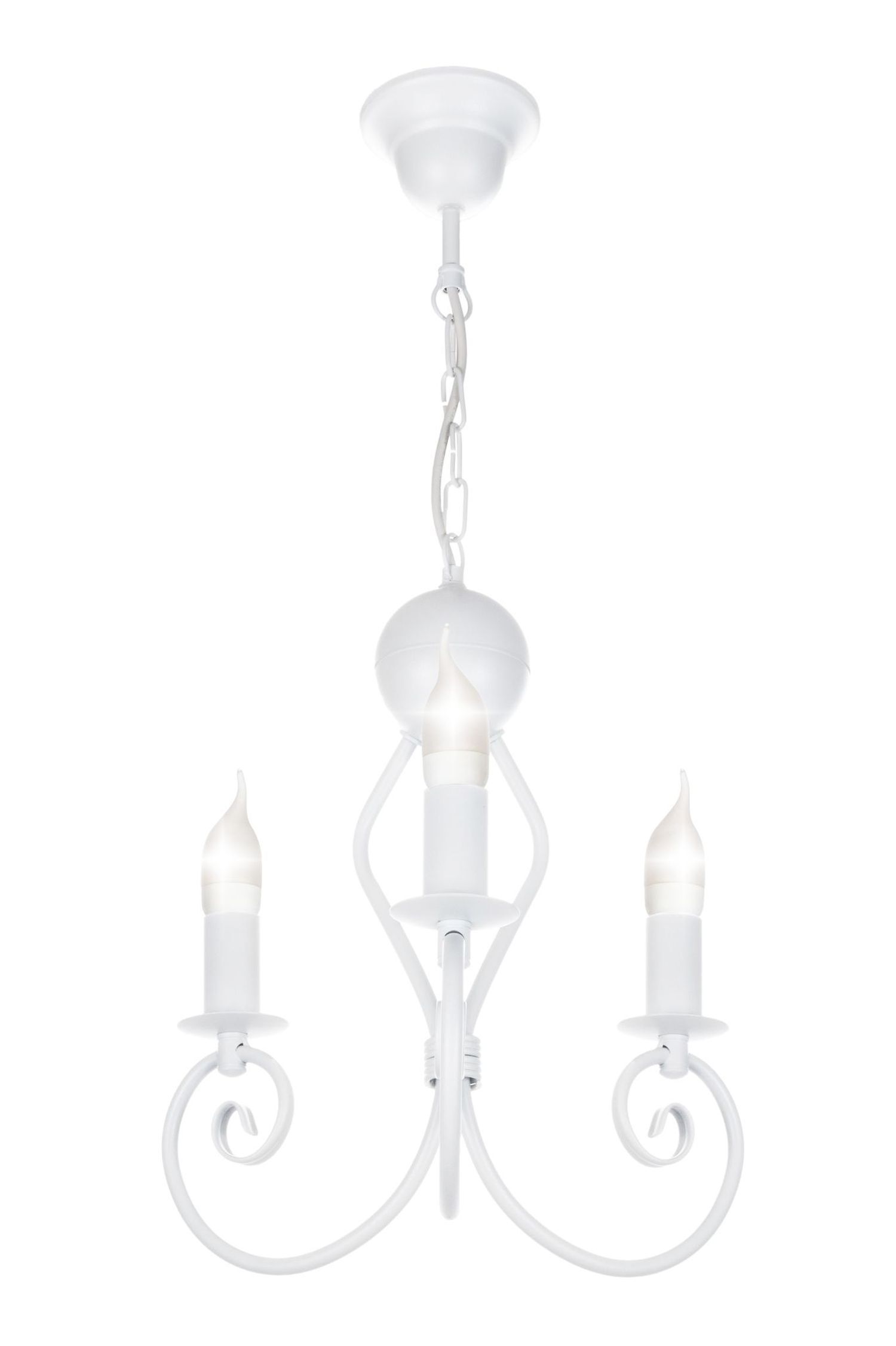 Vintage Kronleuchter Metall Weiß E14 B:36 cm Kerzen Leuchter, Lampe