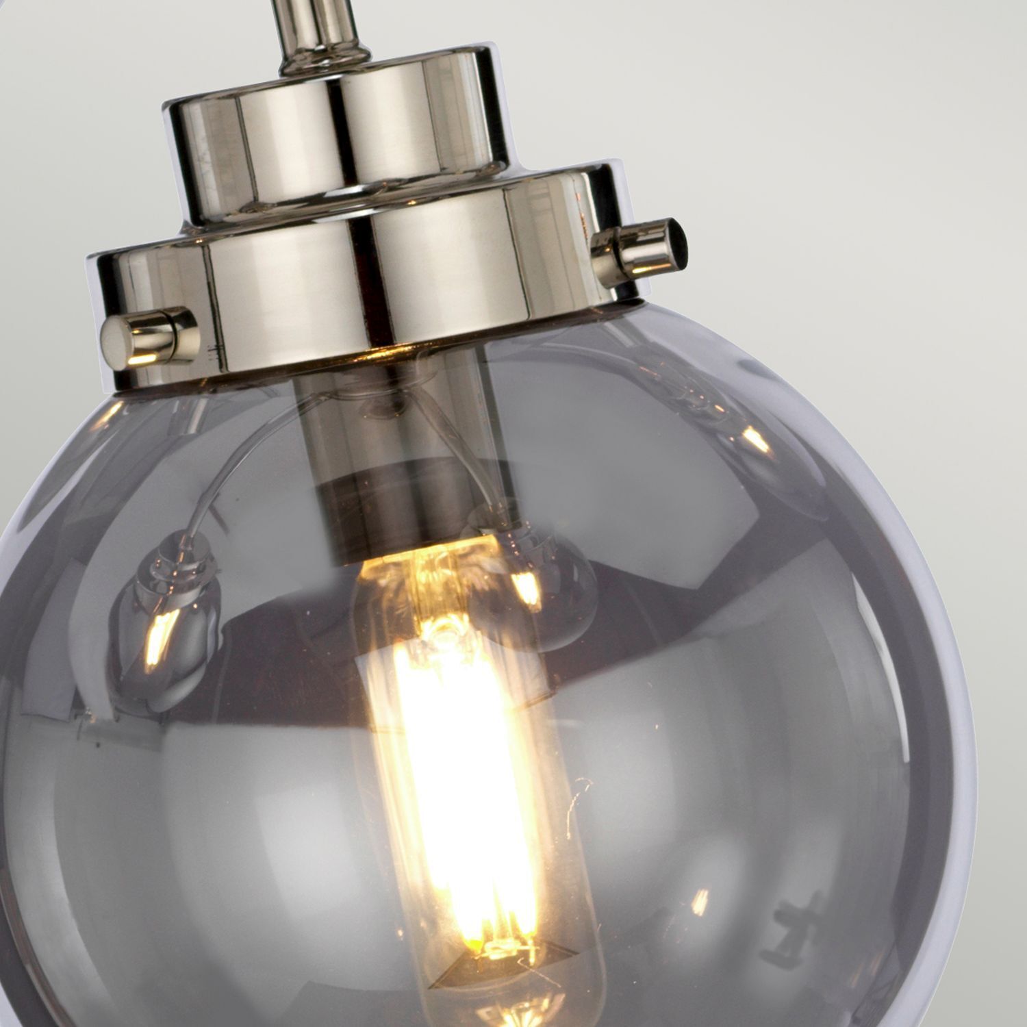 Hängelampe Grau Nickel Glas Metall Kugelschirm