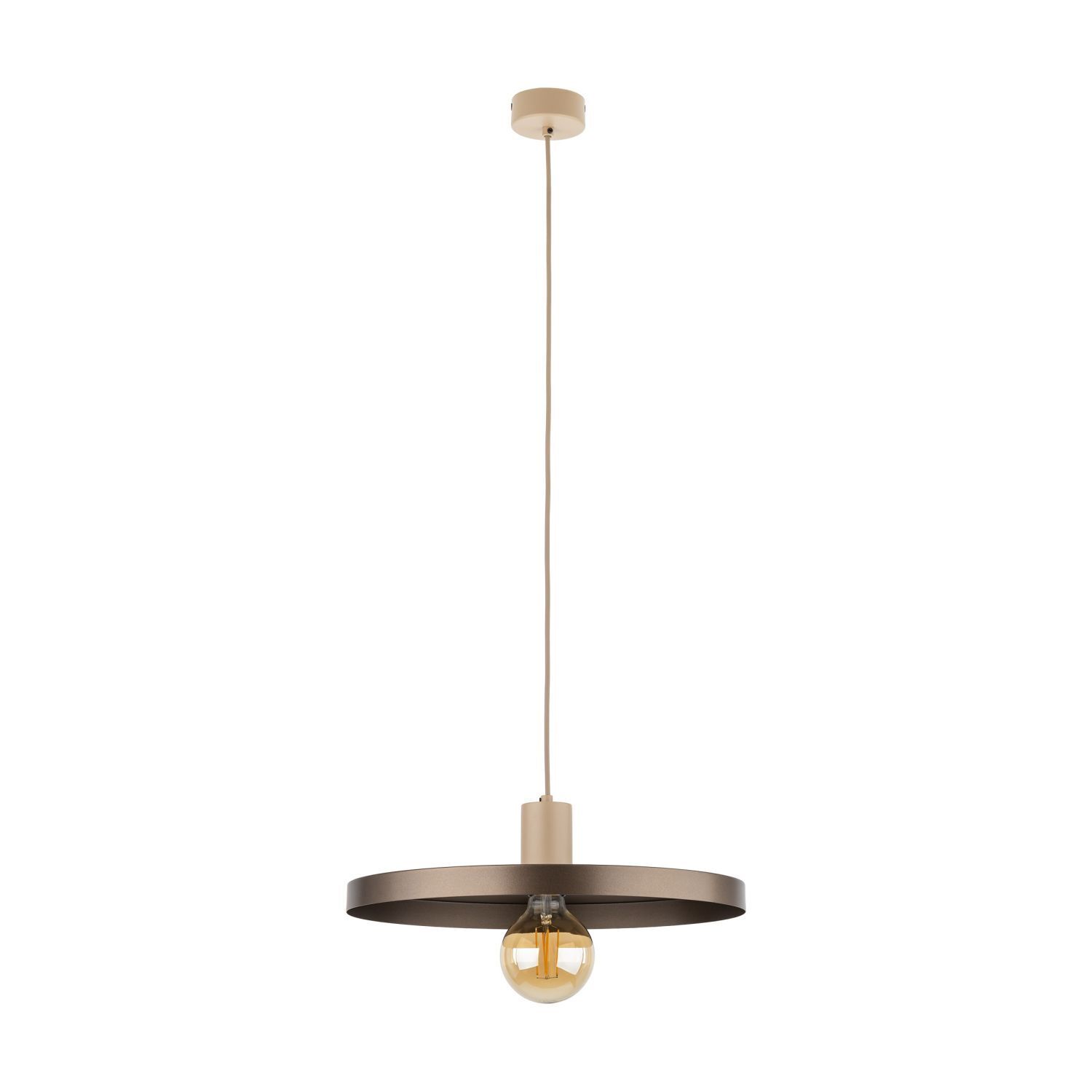 Hängelampe E27 Ø40 cm rund Sandgrau Braun Vintage