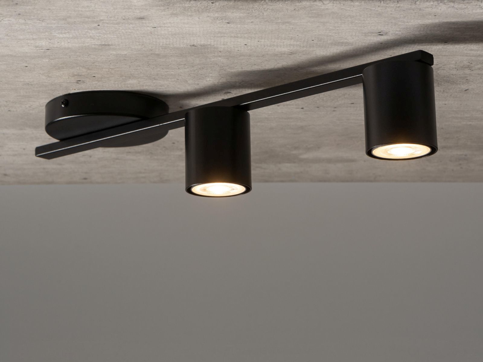 Deckenleuchte GU10 Schwarz Metall 46 cm lang 2-flammig