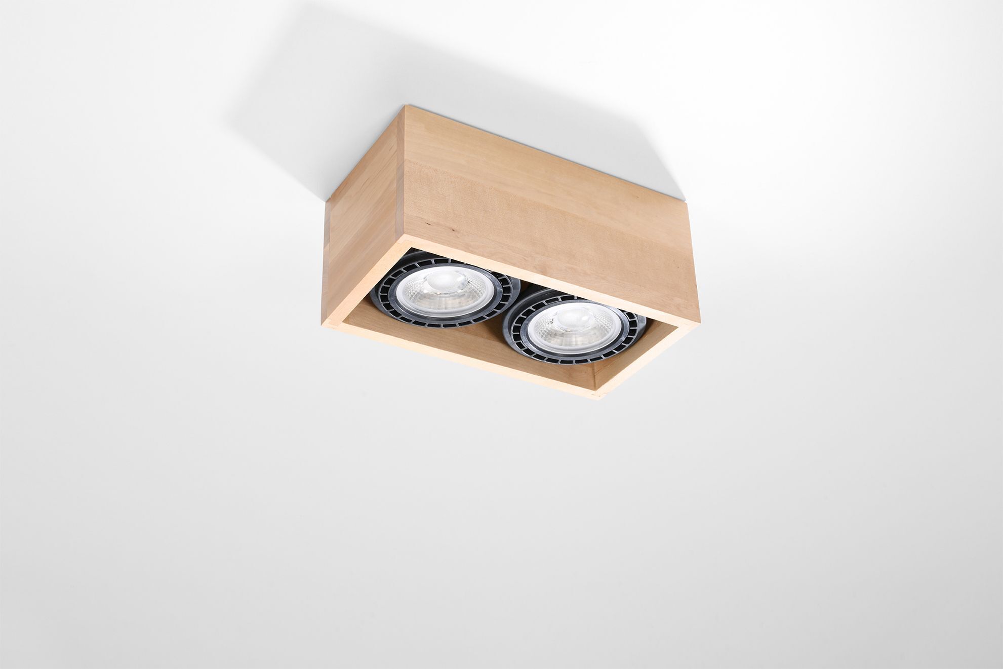 Deckenleuchte Holz eckig klein für 2x GU10 wohnlich