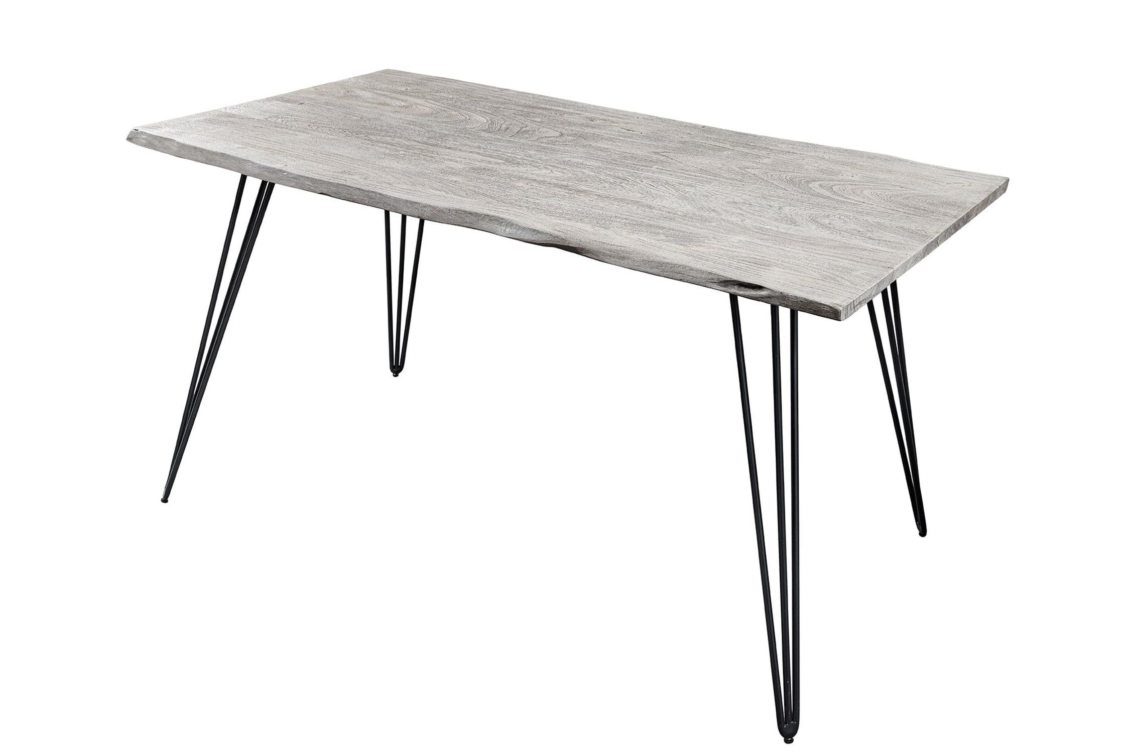 Esstisch Akazienholz Metall in Grau Schwarz 140x80 cm