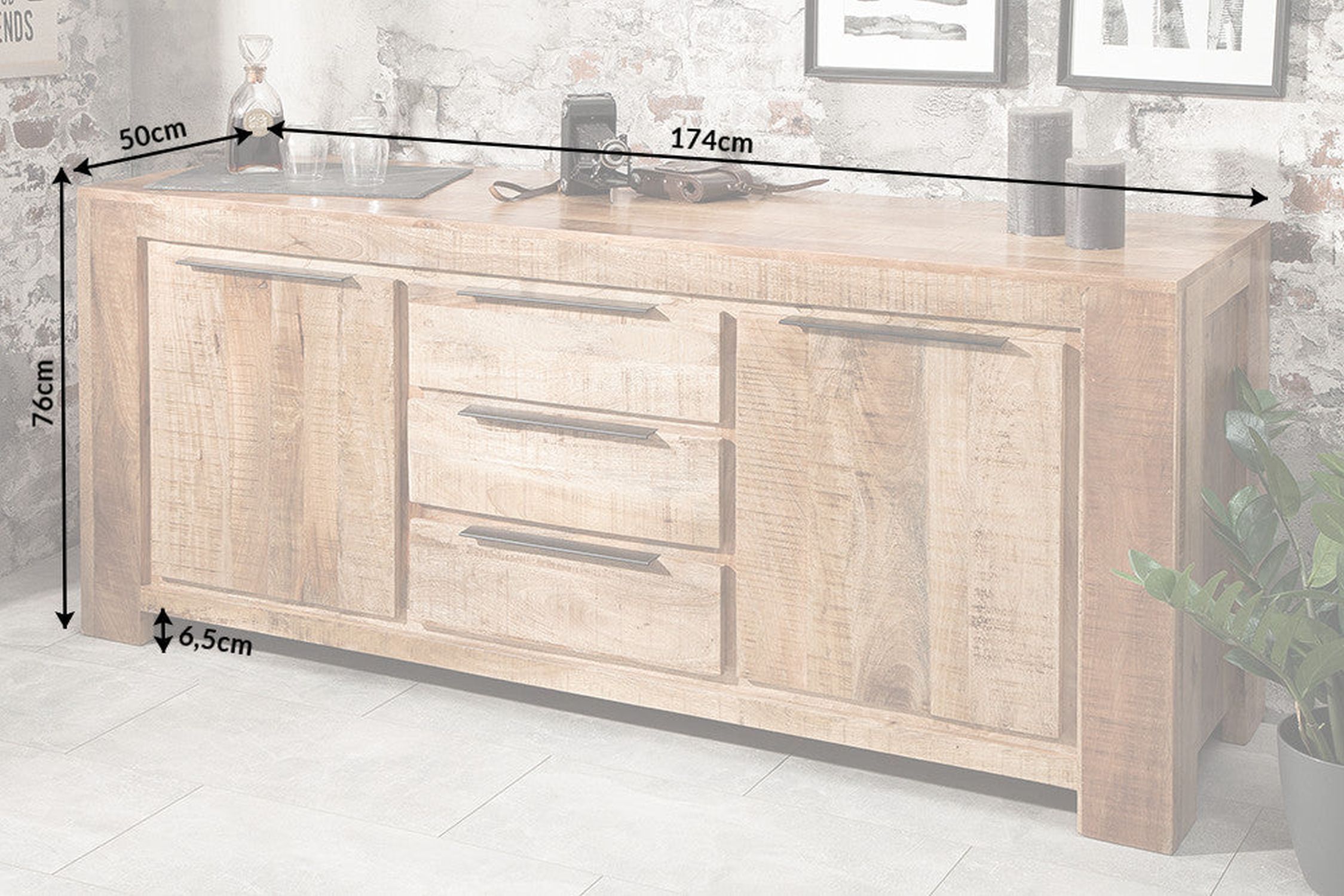 Sideboard Mangoholz 174 x 76 cm Handarbeit Schubladen Türen Moebel, Anrichte, Pflanze, Küche, Kücheninsel