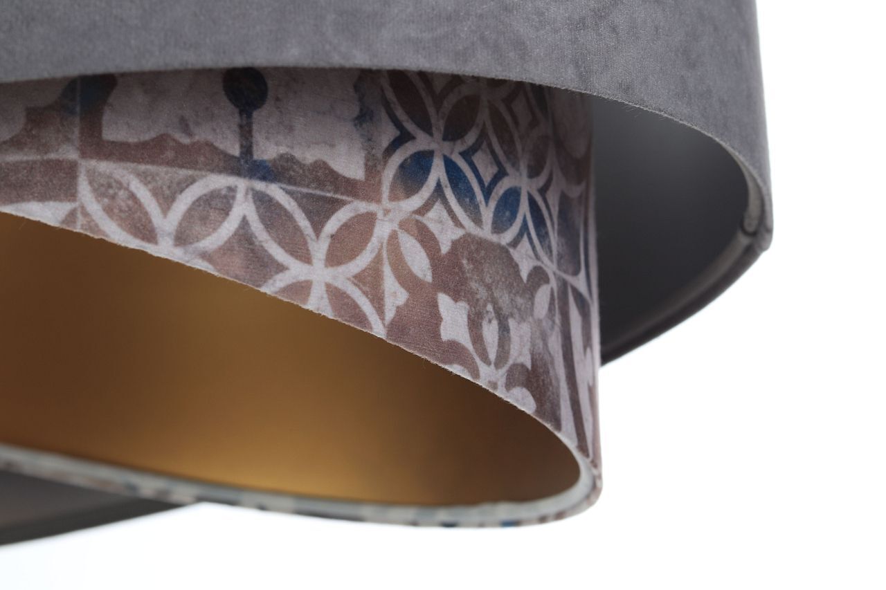 Pendelleuchte E27 rund D: 50 cm Velours Optik Modern Stoff