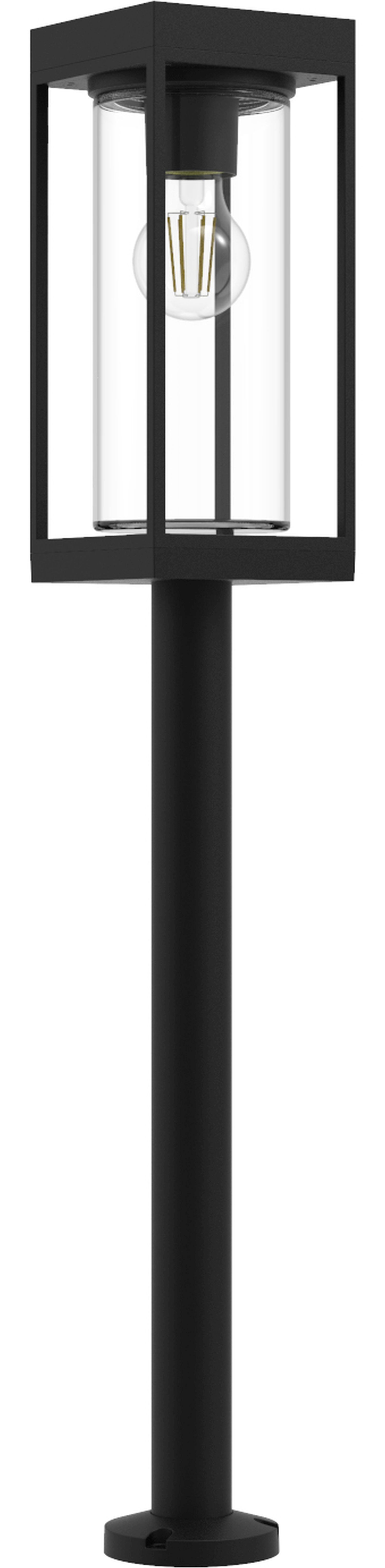 Sockelleuchte Schwarz Aluminium Glas E27 inkl IP44 76cm Lampe