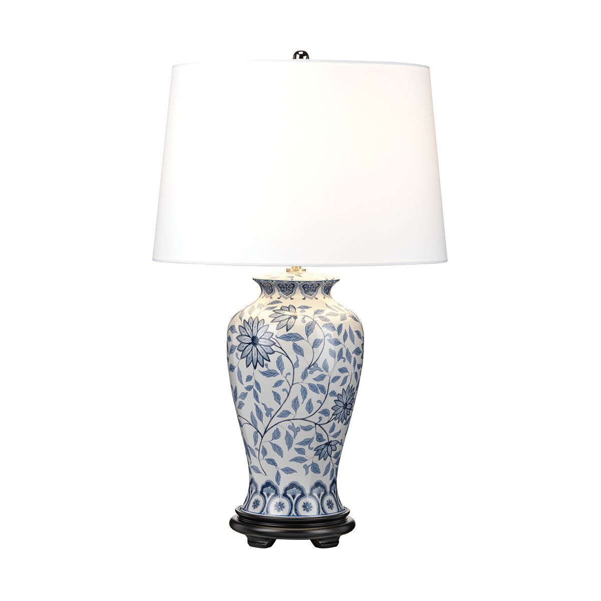 Tischlampe Keramik Stoff E27 65 cm Blau Weiß Klassisch