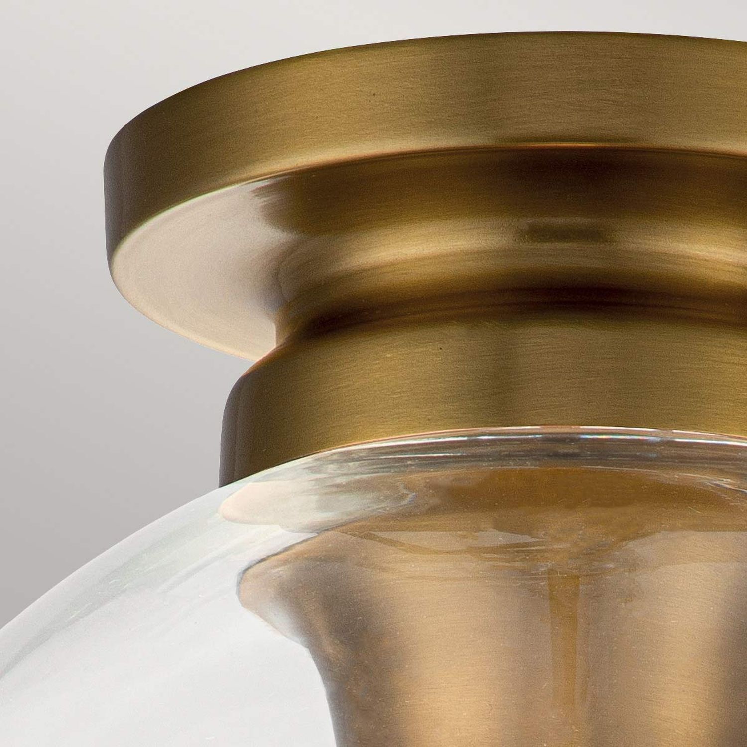 Deckenlampe Glas Kugel Schirm Ø 21,6 cm in Messing brüniert Bronze, Glas