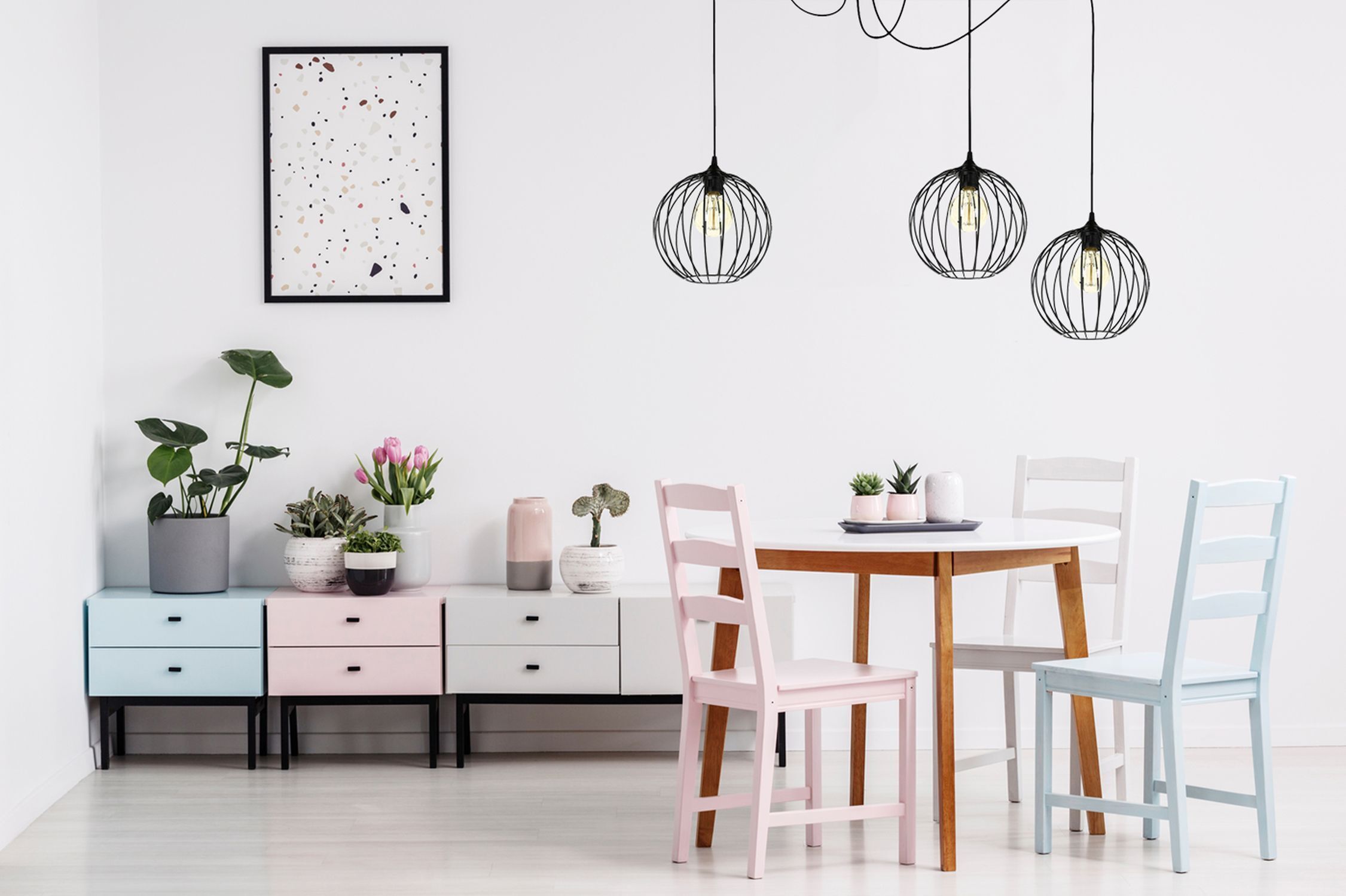 XXL Spider Hängelampe Draht Metall 3-flammig L:400 cm Speisesaal, Esstisch, Tisch, Innenarchitektur, Pflanze