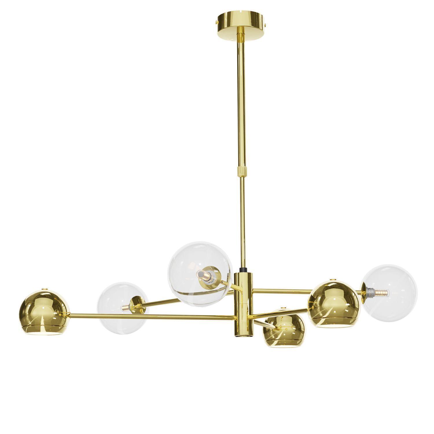 Moderne Deckenlampe Metall Glas in Gold 6-flmg L:94 cm