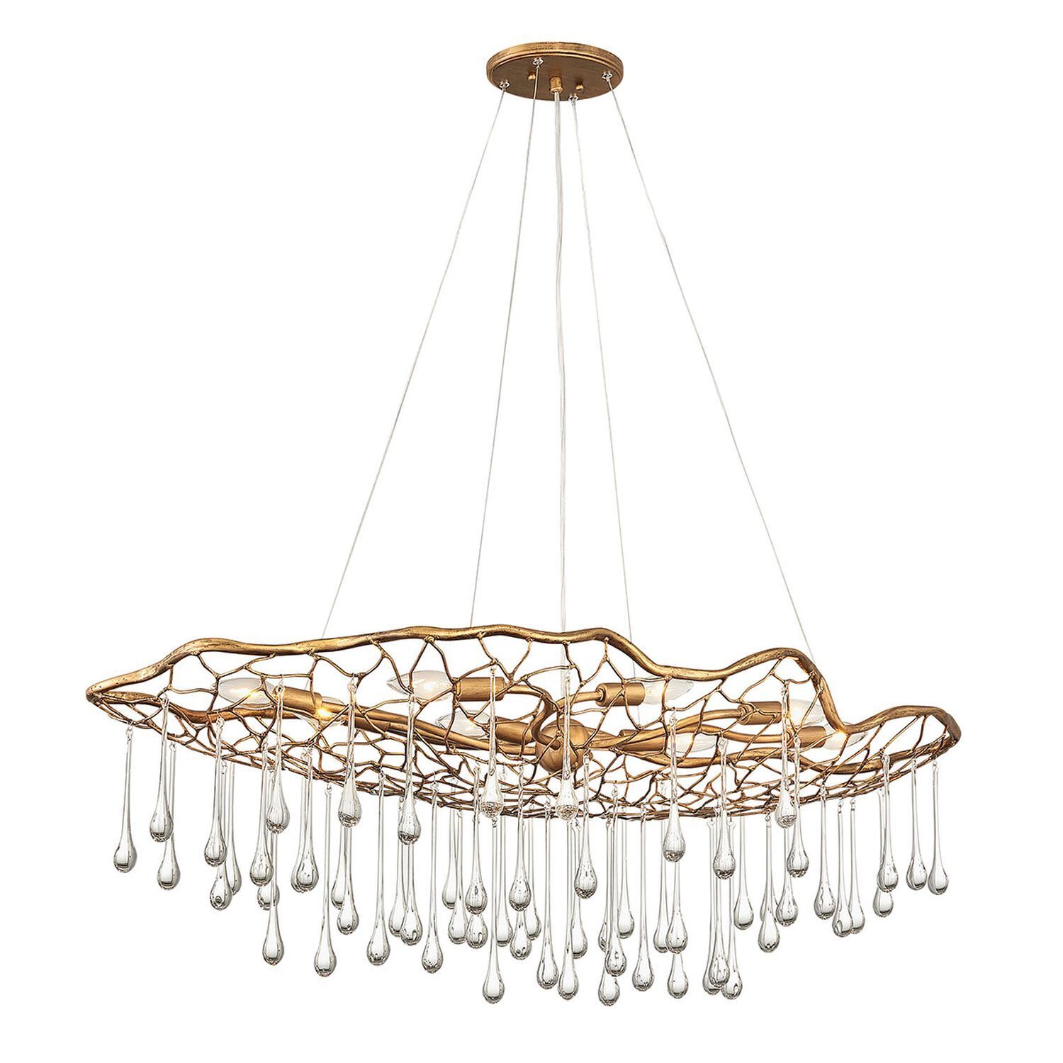 Hängeleuchte Kristall Metall 106,7 cm lang in Gold 8x E14