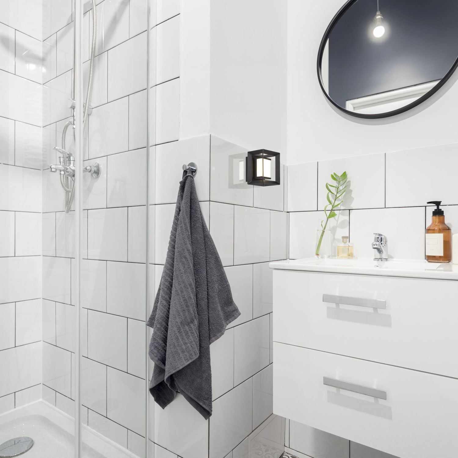 LED Wandleuchte Badezimmer IP44 Schwarz Weiß 3000 K H: 10 cm
