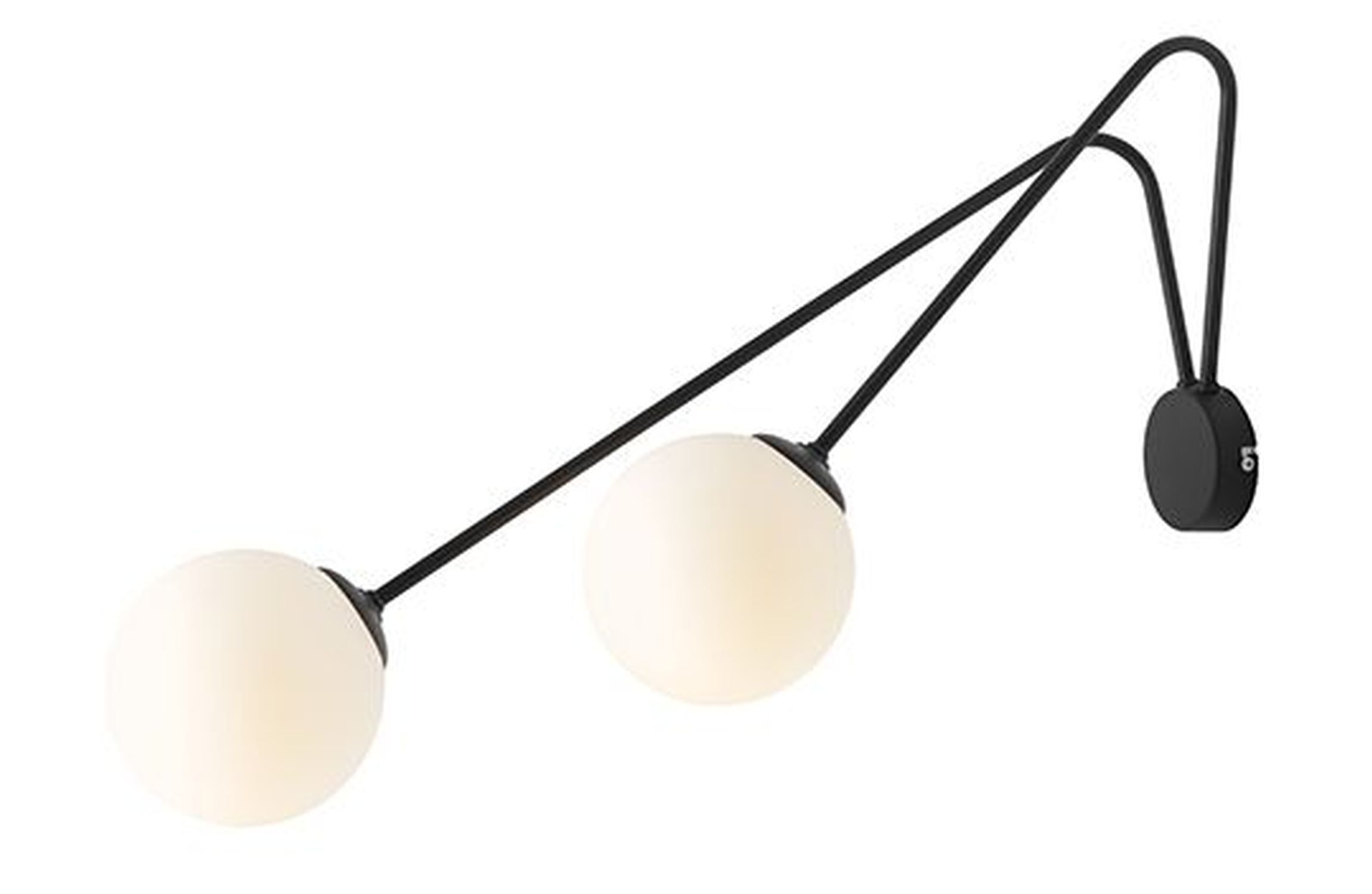 Wandleuchte blendarm Glas Metall Schwarz T:50 cm Kugeln