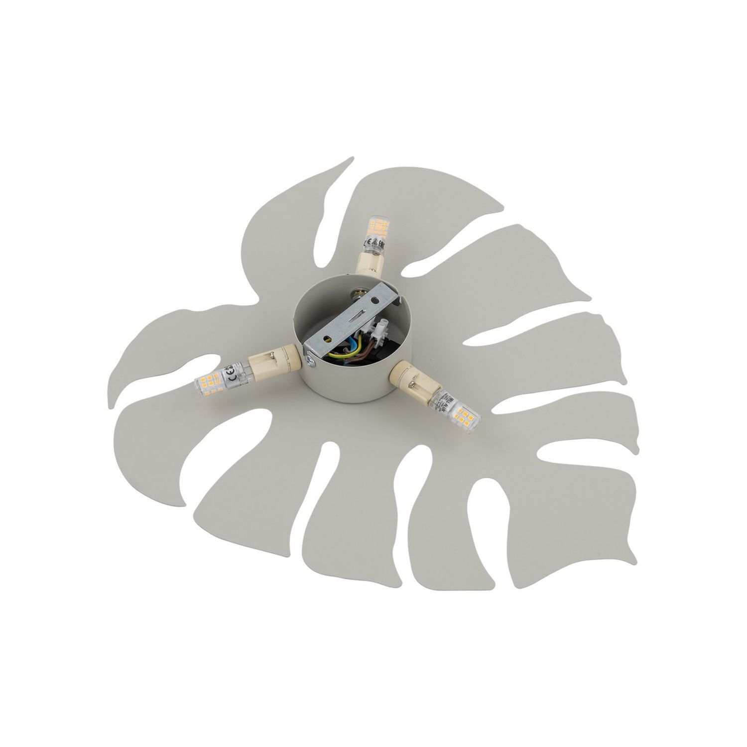 Wandlampe Metall Beige H: 40c m Monstera Blatt 3x G9