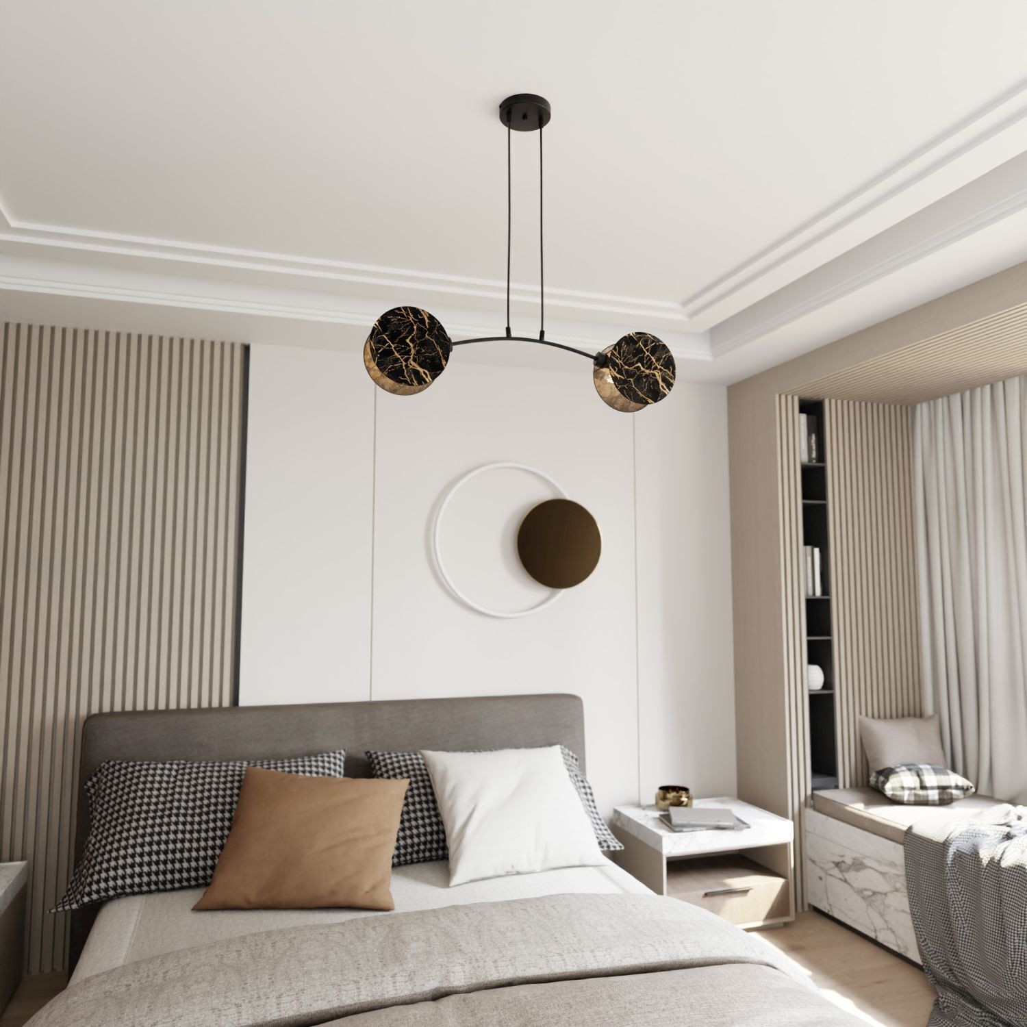 Hängelampe Schwarz Gold 82 cm lang Modern in Marmor-Optik Drinnen, Innenarchitektur, Inneneinrichtung, Kissen, Kopfkissen