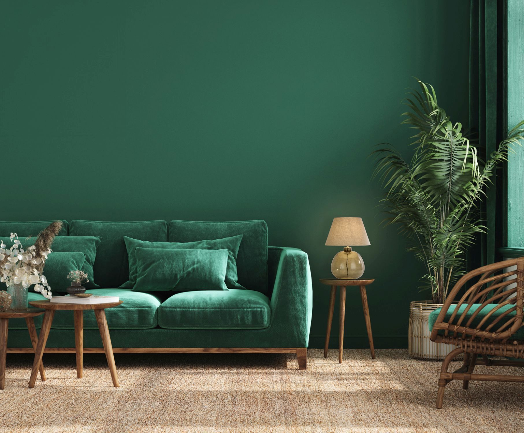 Couch, Wohnzimmer, Lampe, Dekoration für Zuhause, Innenarchitektur