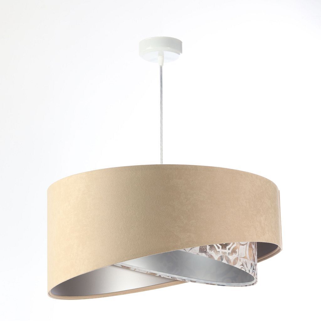 Hängeleuchte rund D: 50 cm E27 Stoff Velours Optik Modern KARIM Lampe, Gerät, Deckenventilator, Elektrisches Gerät