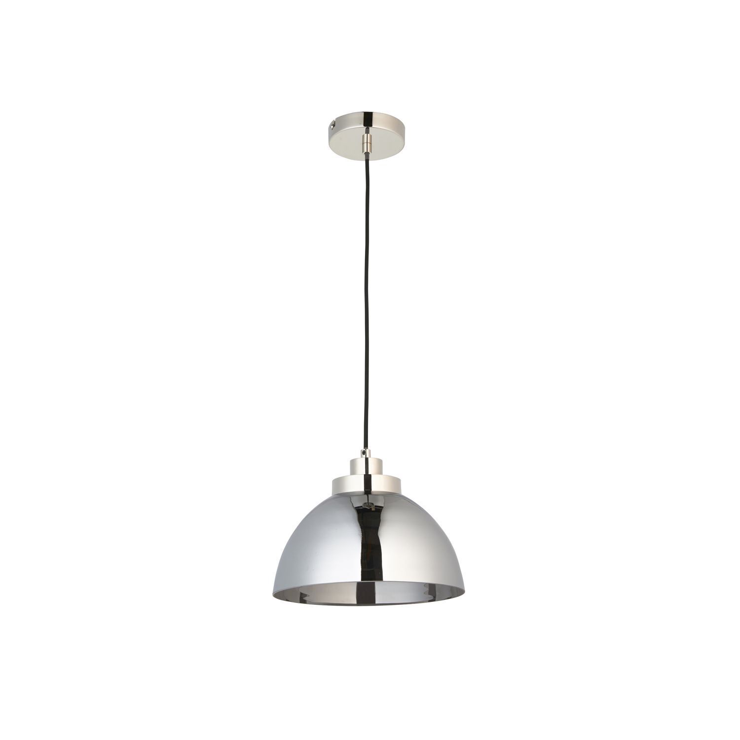 Hängeleuchte Glas Metall rund D: 27 cm in Chrom Retro E27
