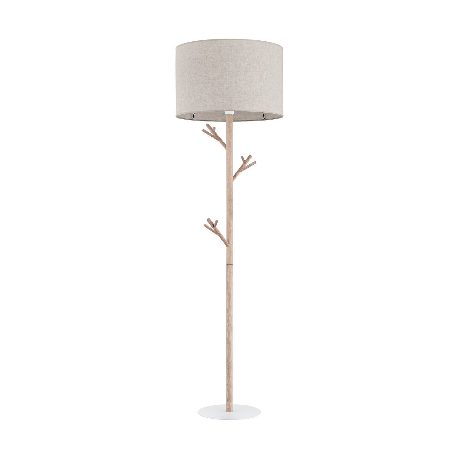 Stehlampe Wohnzimmer 170 cm Skandinavisch Holz Leinen E27