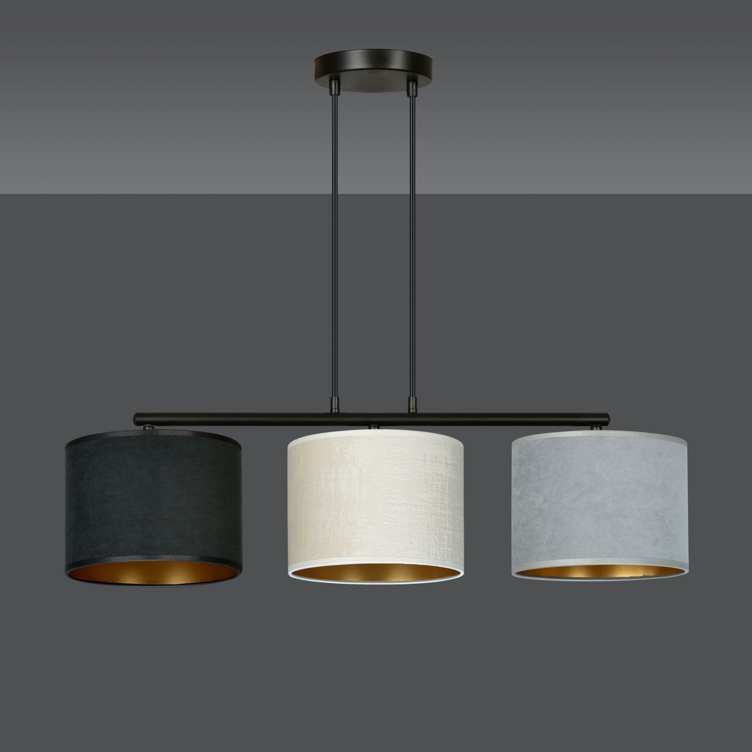 Hängelampe Stoff Metall L: 72 cm 3x E27 Modern CYRIL