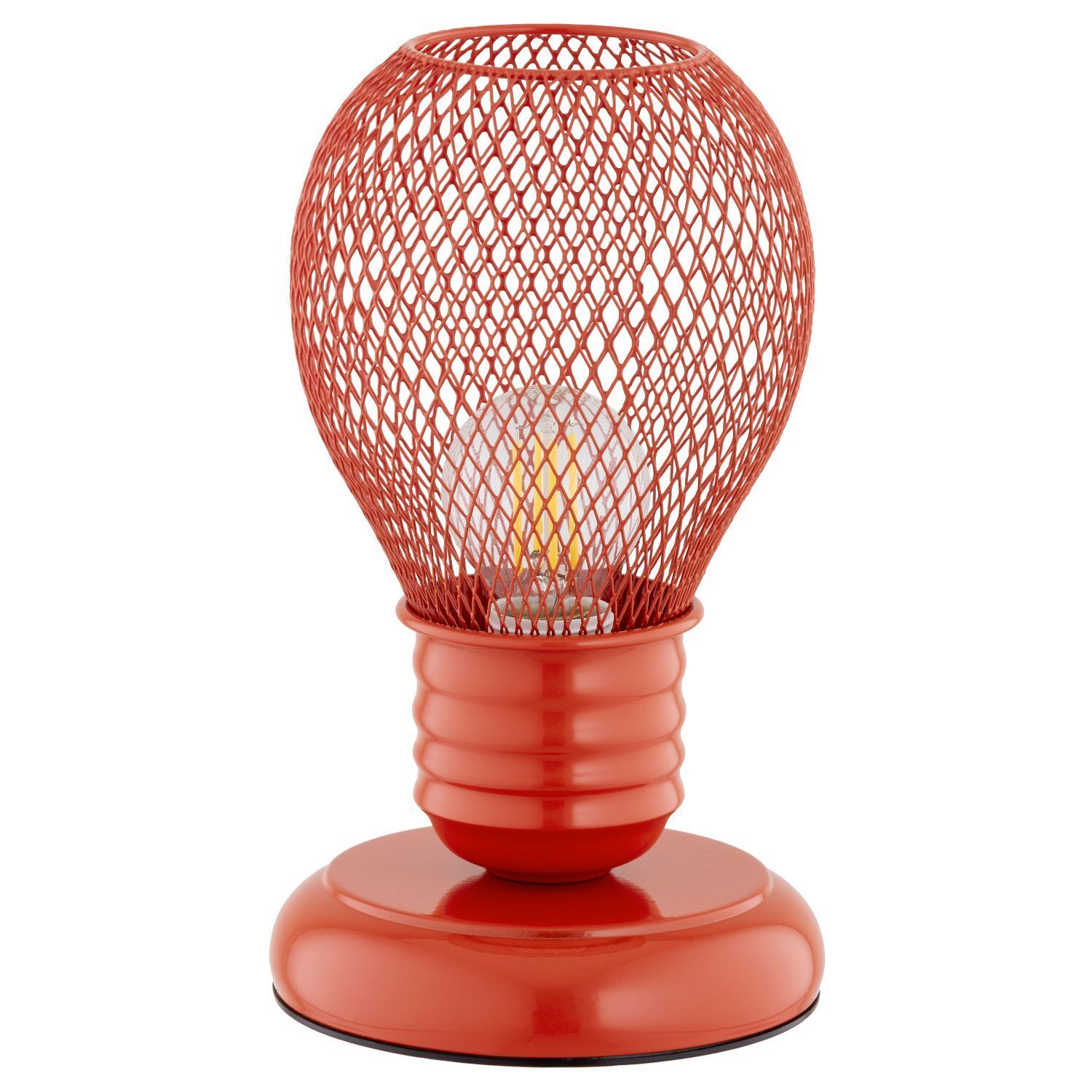  Tischlampe, Netz, Metallnetz, Glühbirne, Orange